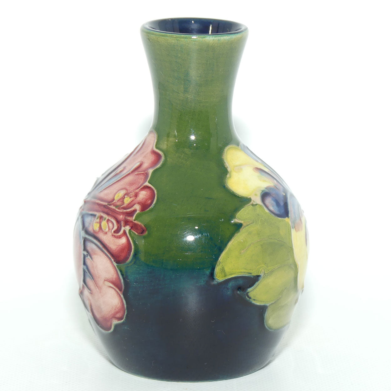 Walter Moorcroft Hibiscus (Green) narrow neck miniature vase