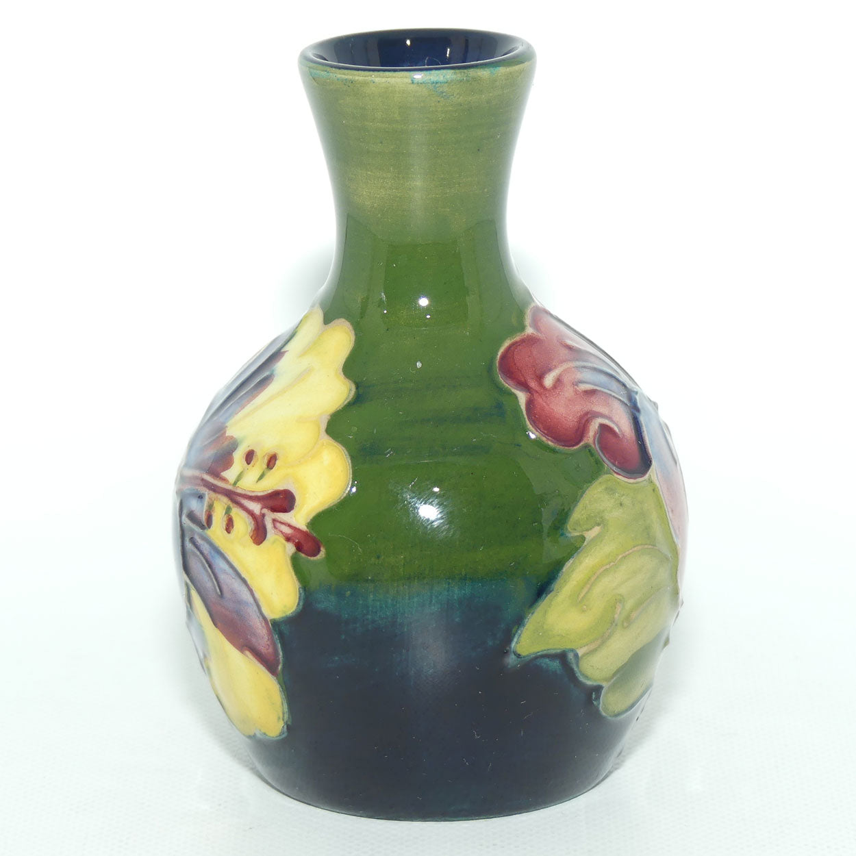 Walter Moorcroft Hibiscus (Green) narrow neck miniature vase