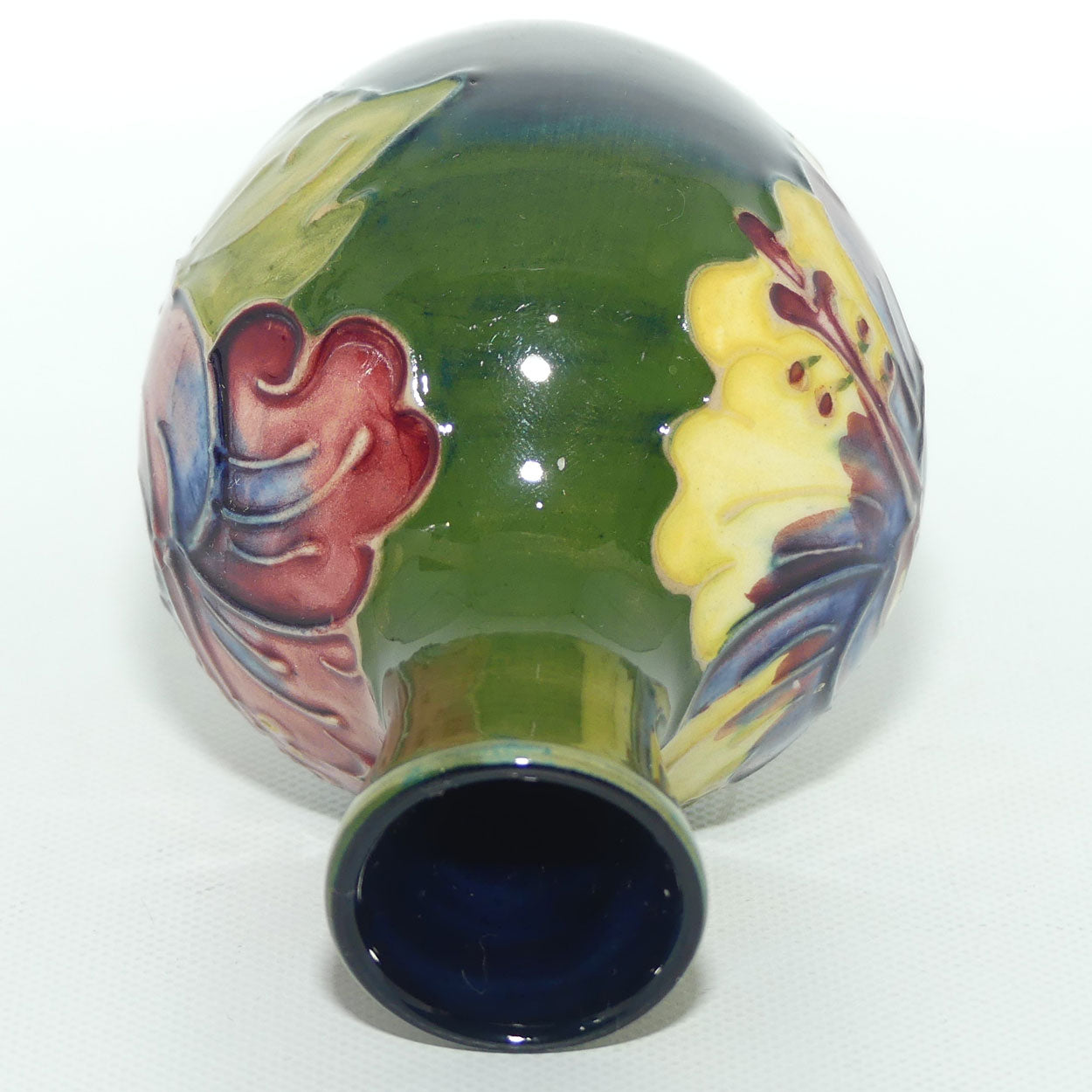 Walter Moorcroft Hibiscus (Green) narrow neck miniature vase