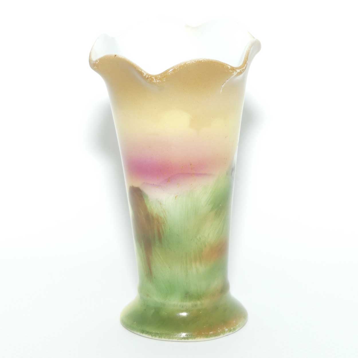 Royal Bayreuth Bavaria fluted rim vase with Highland Sheep scene