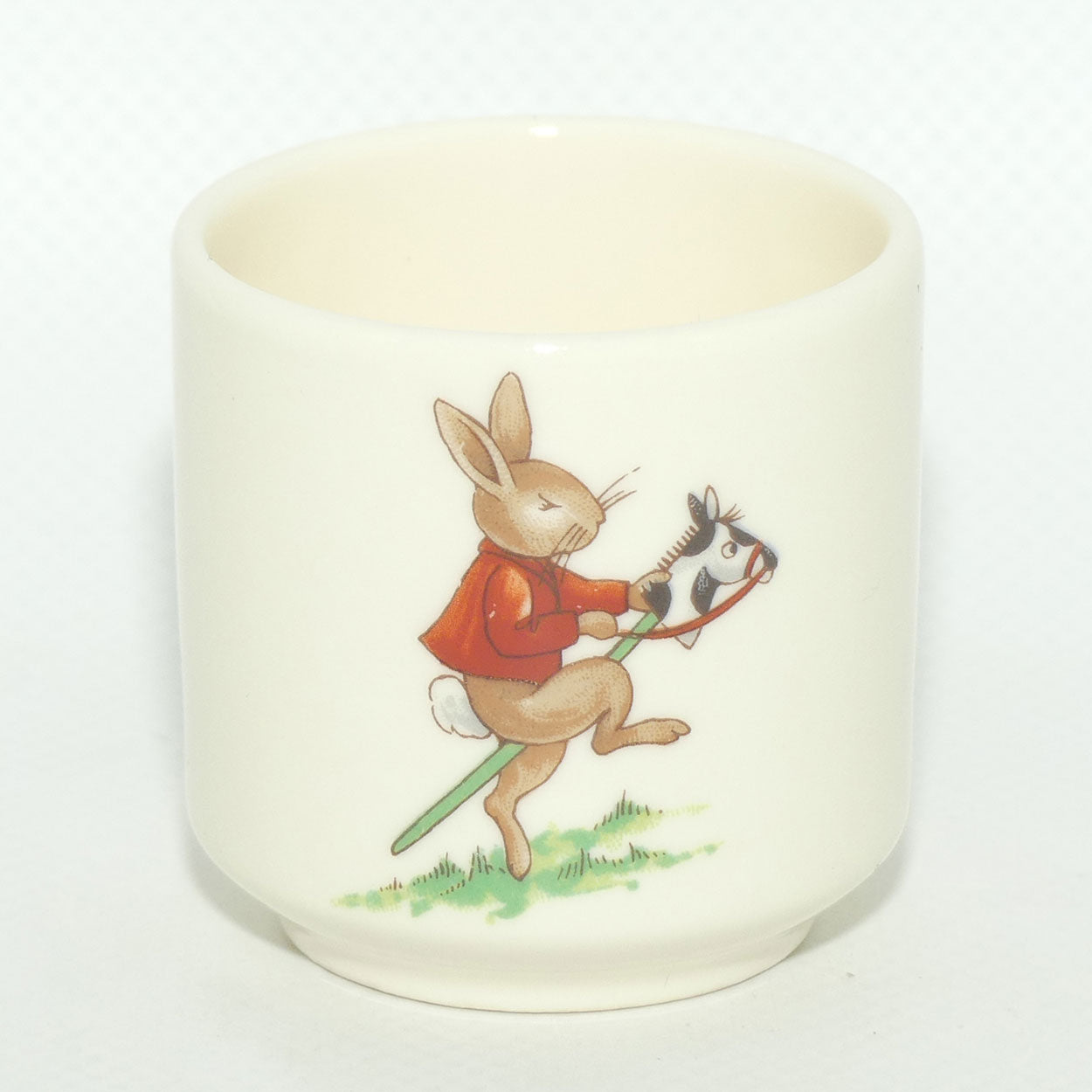Royal Doulton Bunnykins egg cup | Hobby Horse | Holding Hat and Coat