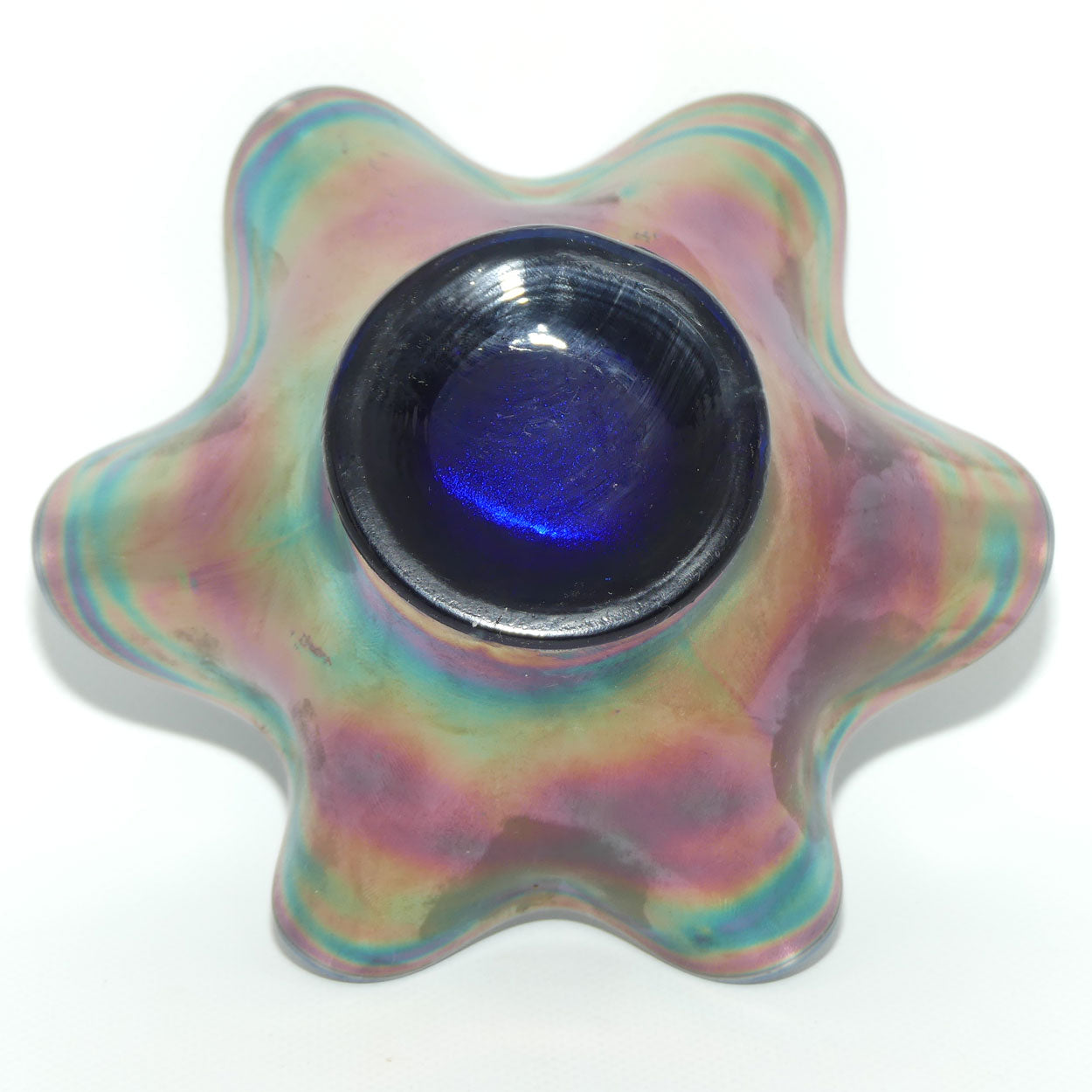 Fenton Carnival Glass bowl | Holly pattern | Grey Blue on Blue colour
