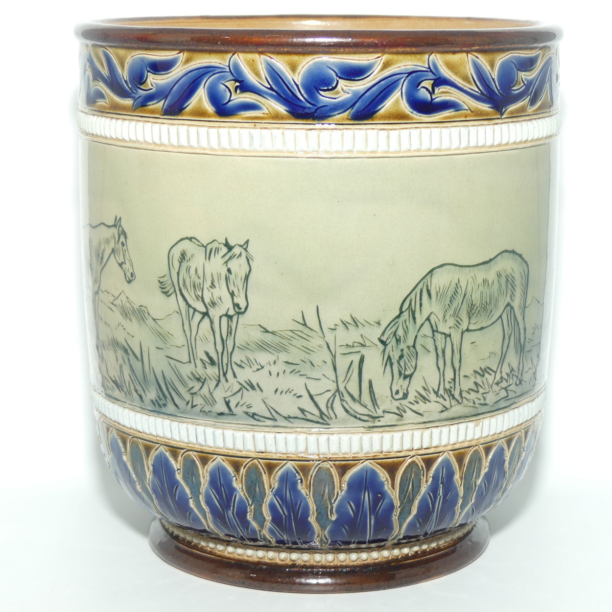 Doulton Lambeth Hannah Barlow stoneware stoneware drawings of horses jardiniere