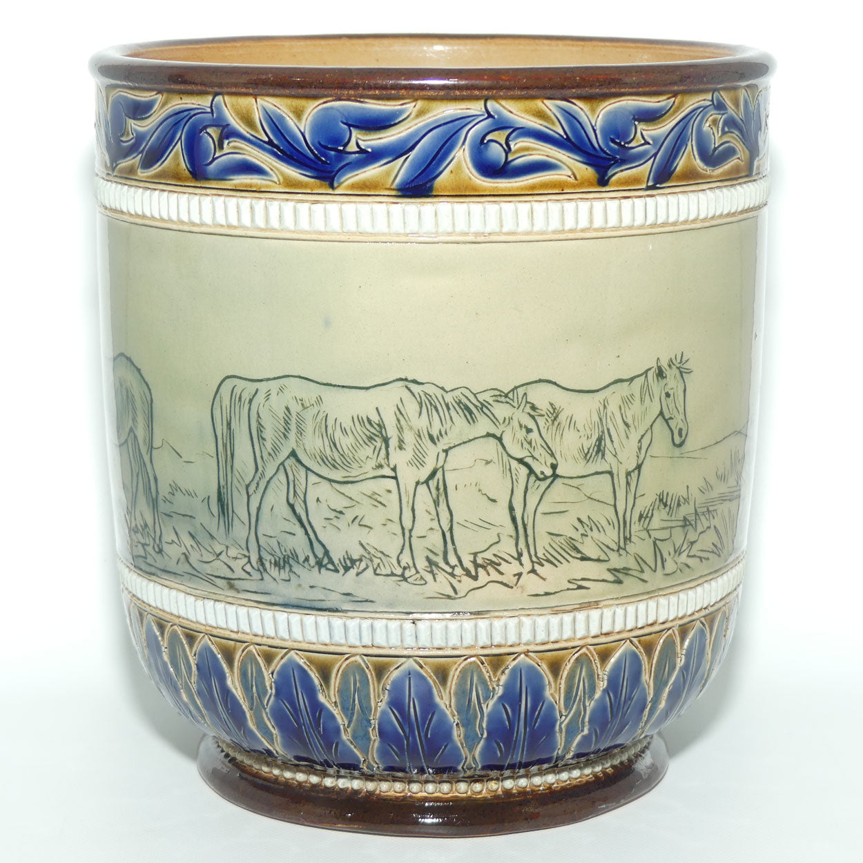 Doulton Lambeth Hannah Barlow stoneware stoneware drawings of horses jardiniere