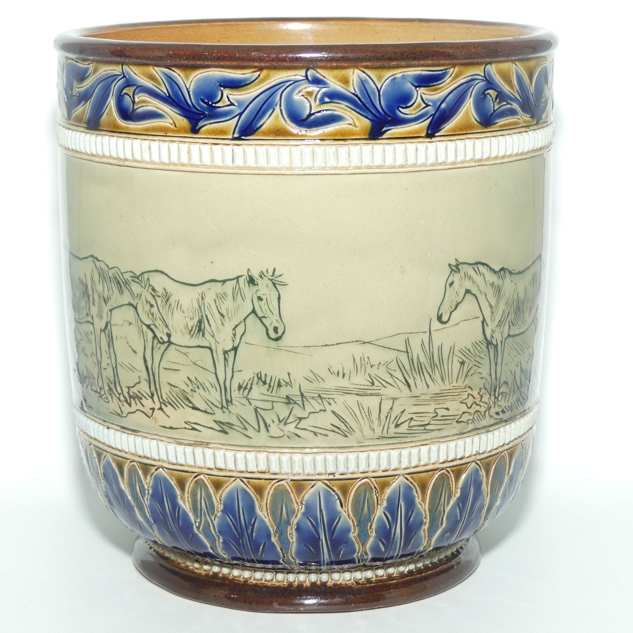 Doulton Lambeth Hannah Barlow stoneware stoneware drawings of horses jardiniere