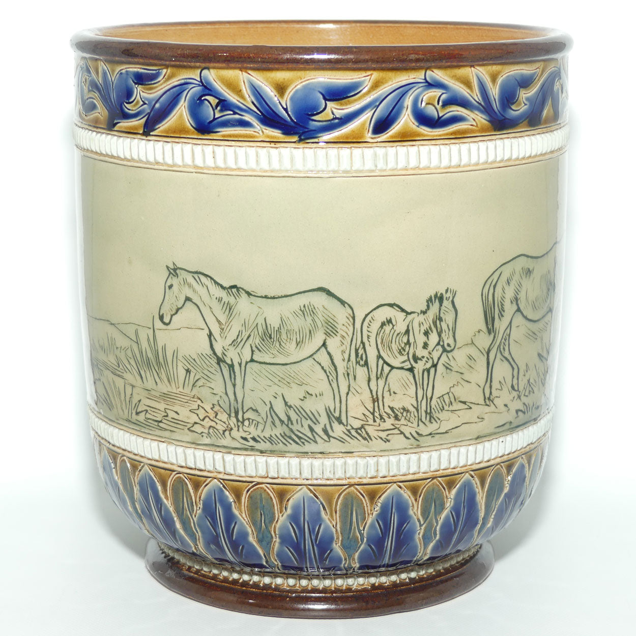 Doulton Lambeth Hannah Barlow stoneware stoneware drawings of horses jardiniere