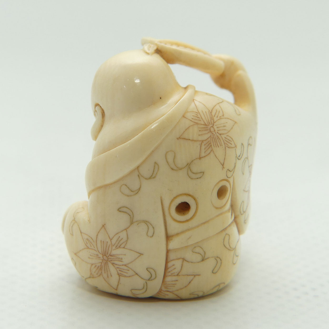 Japanese Carved Ivory Netsuke | Hotei and Daikoku | signed