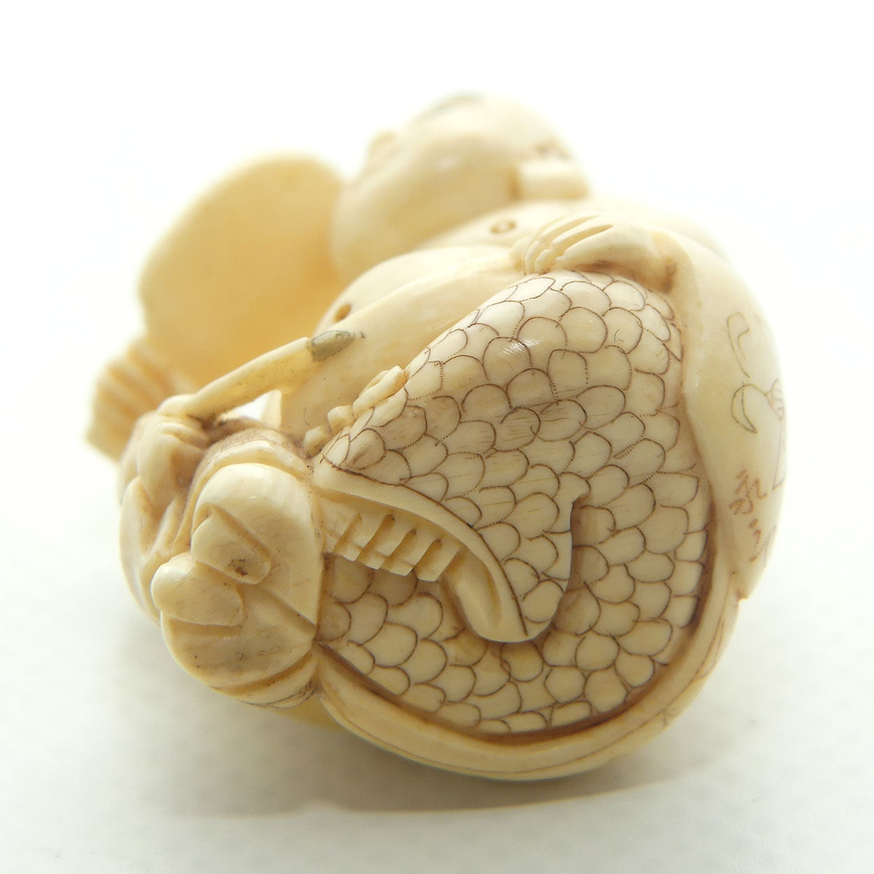 Japanese Carved Ivory Netsuke | Hotei and Daikoku | signed