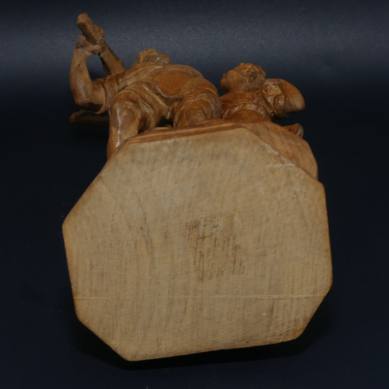 Wooden finely carved figure of Hunter and Son | Swiss | perhaps by Walter Stahli