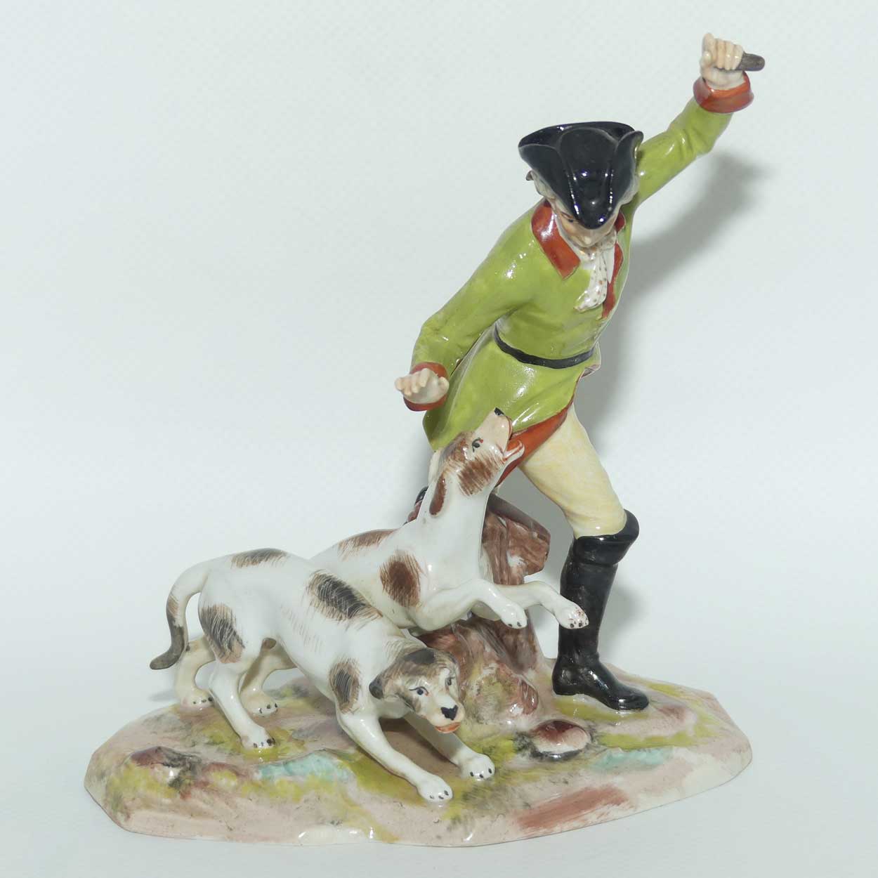 Dresden figure group | 18th Century Gentlemen with Hunting Dogs