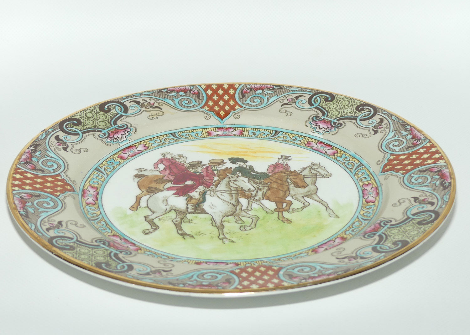 Doulton Burslem Hunting Thomson A plate D2215: One Lady and Five Men Trotting