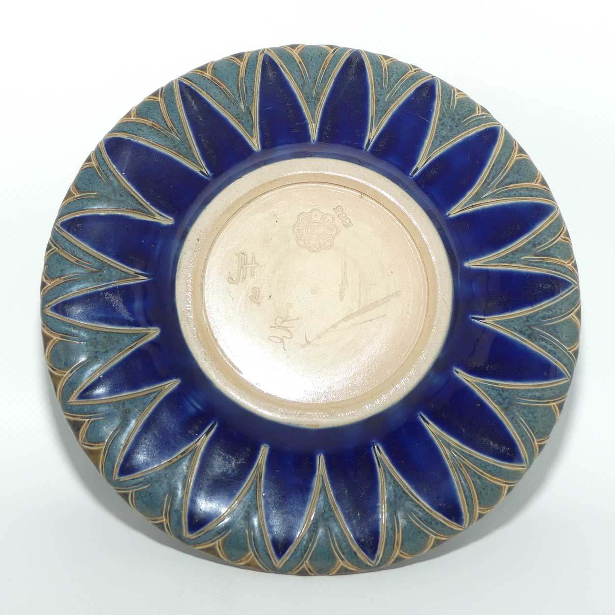 Doulton Lambeth extensively decorated and patterned butter dish | c.1883 | by John Huskisson