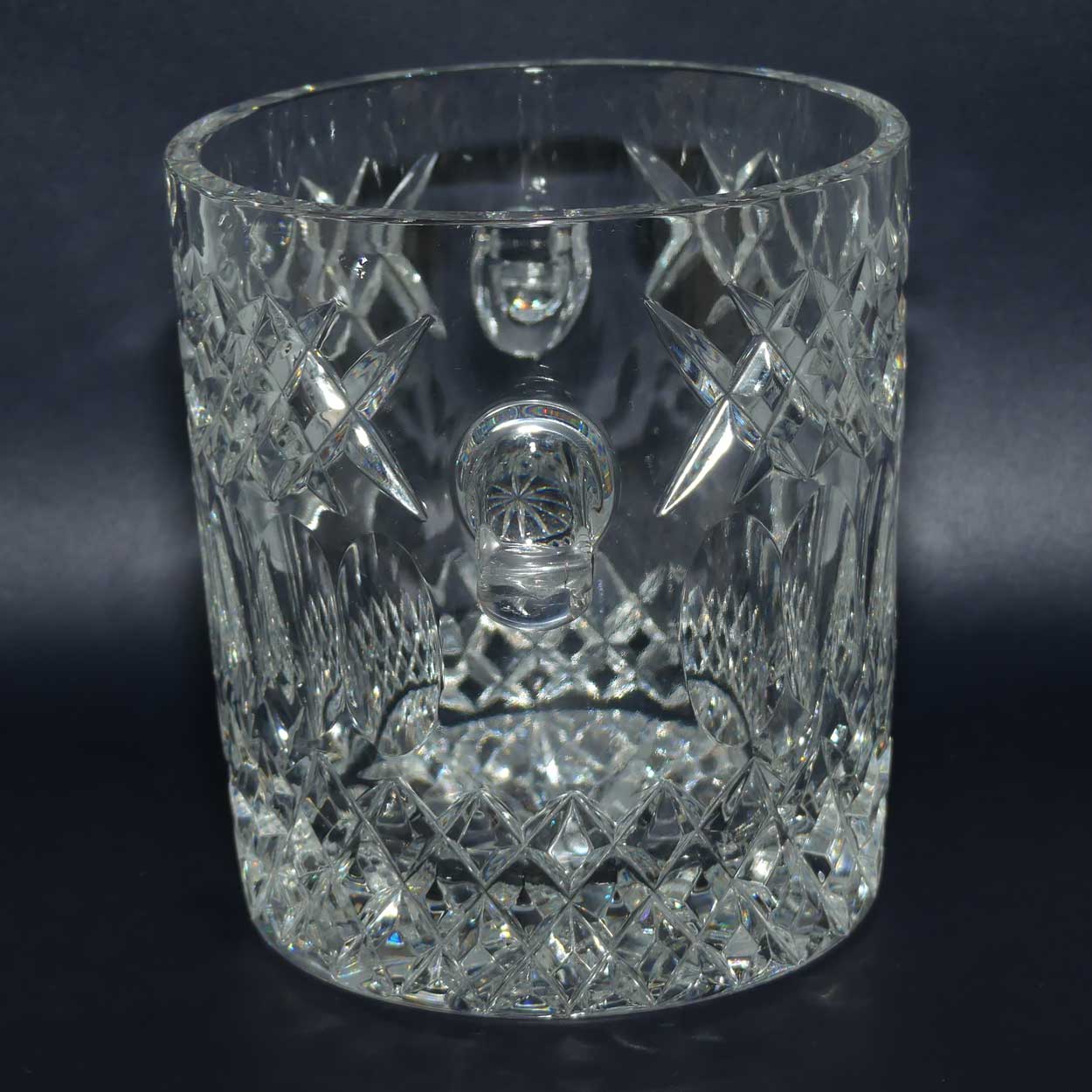 Diamond Cut and Facetted twin handle Crystal Ice bucket