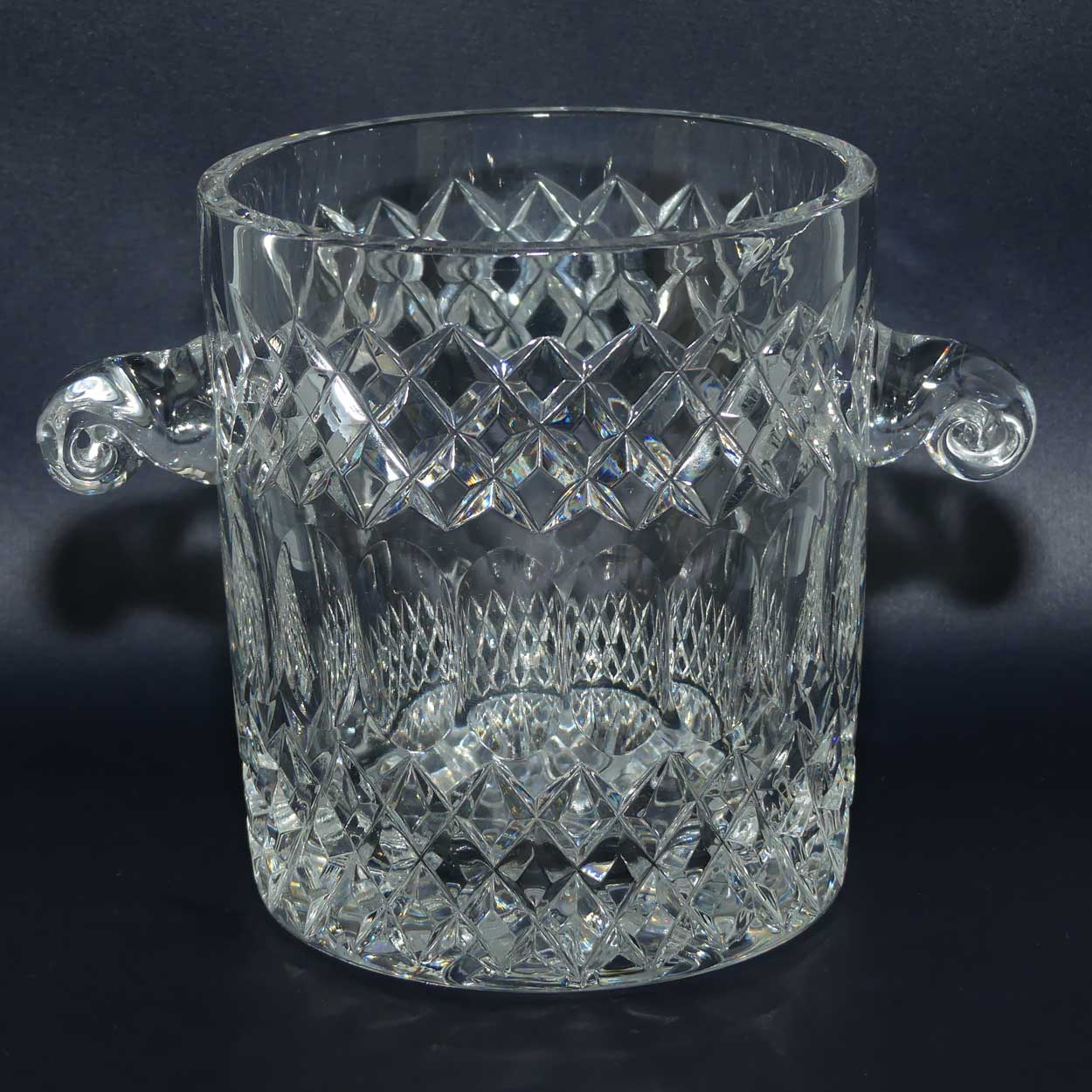 Diamond Cut and Facetted twin handle Crystal Ice bucket