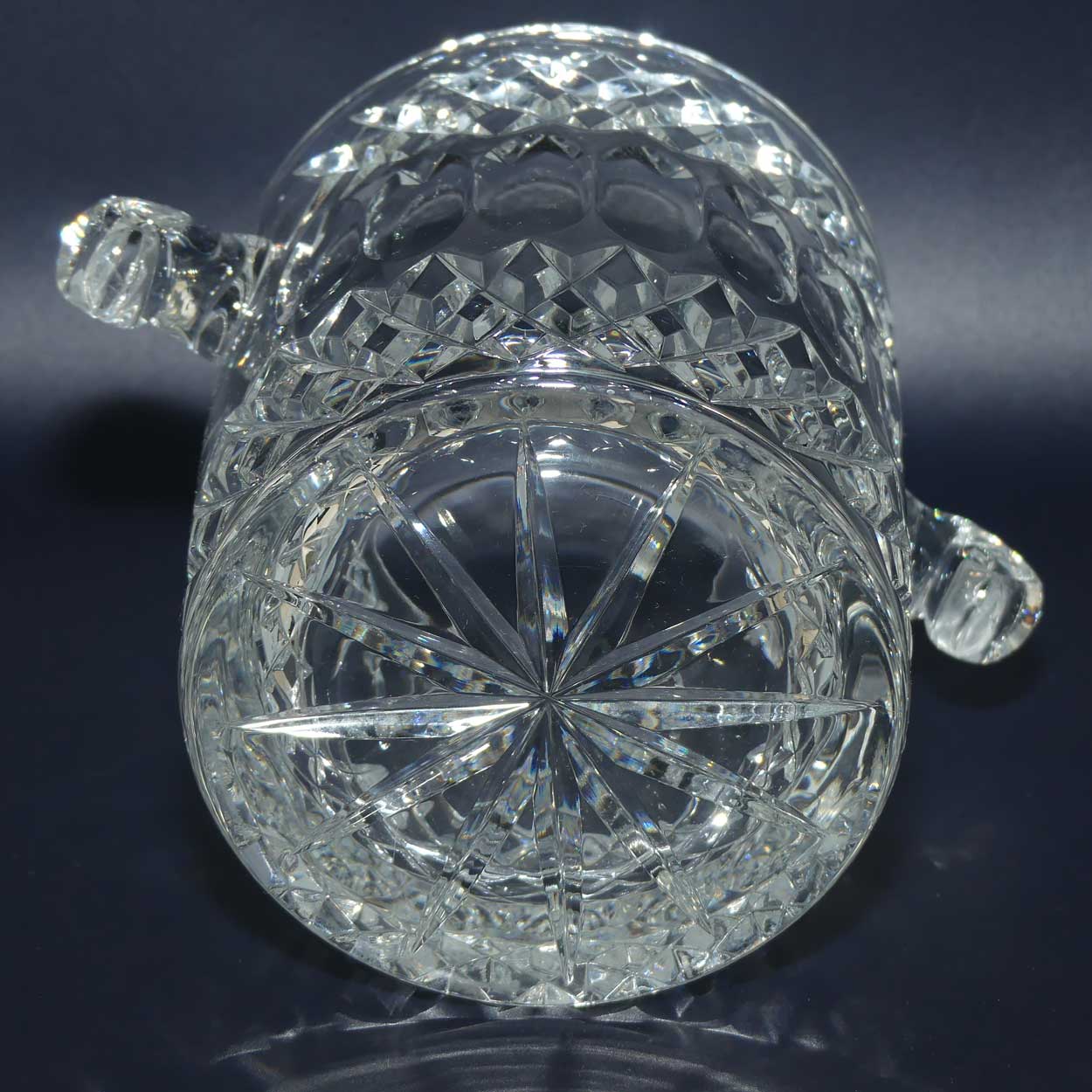 Diamond Cut and Facetted twin handle Crystal Ice bucket