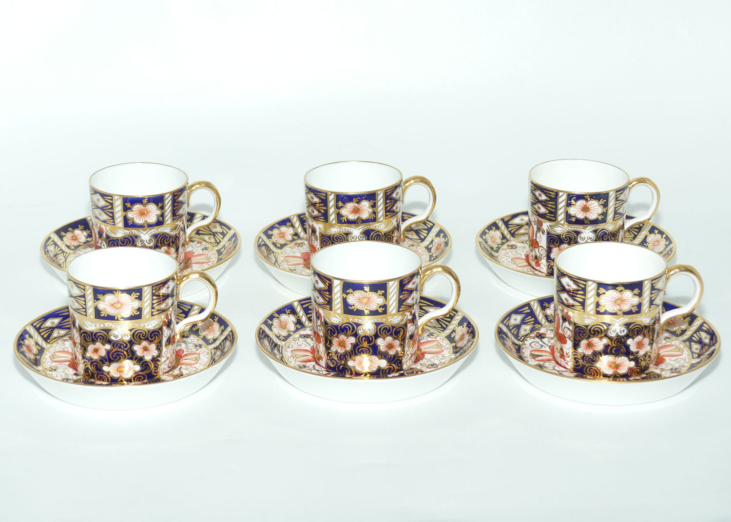 Royal Crown Derby Traditional Imari 2451 set of 6 demi tasse coffee duos
