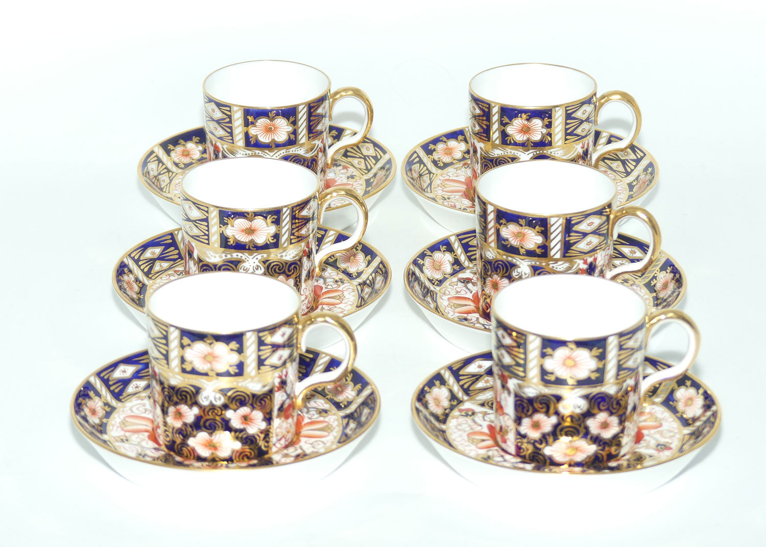 Royal Crown Derby Traditional Imari 2451 set of 6 demi tasse coffee duos