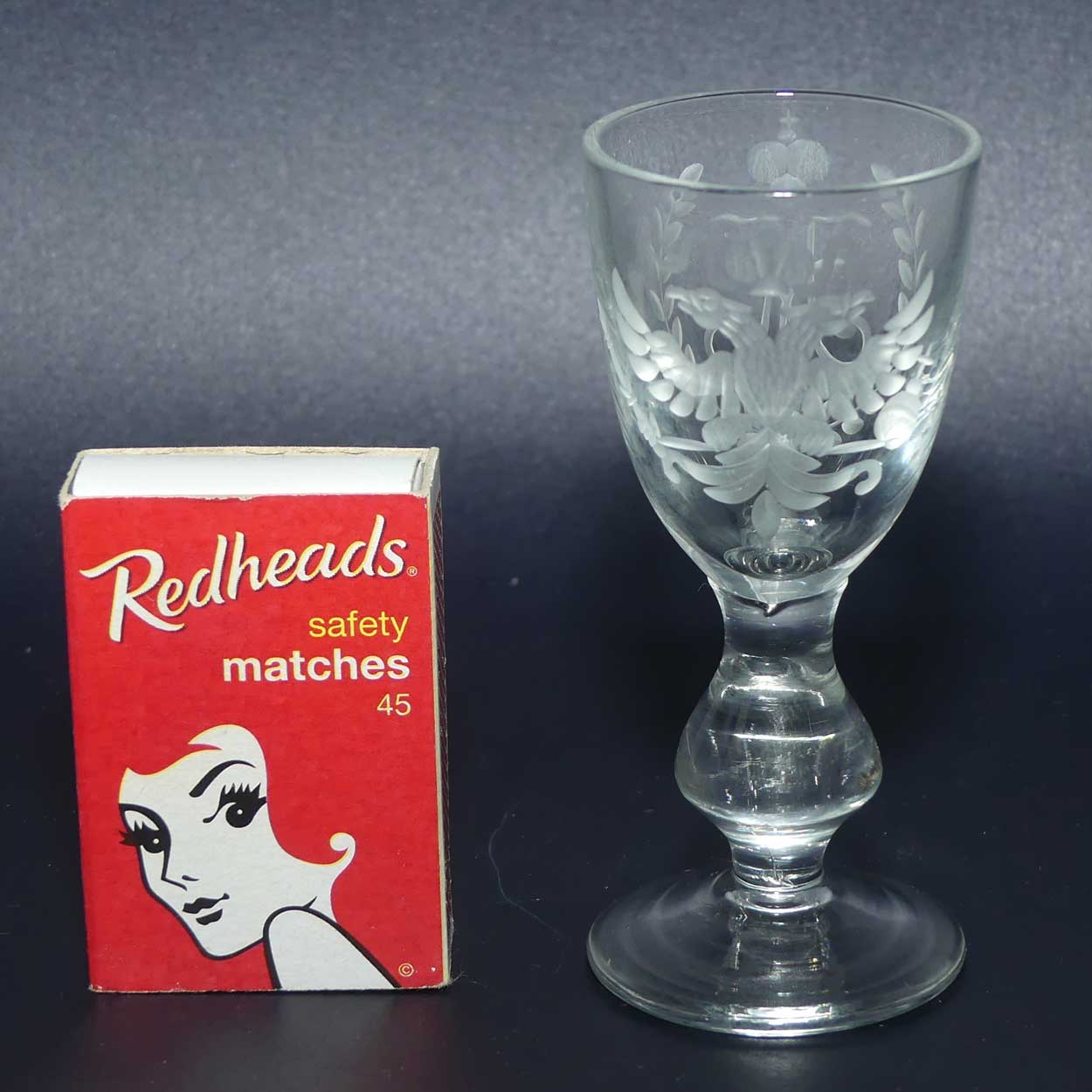 Russian Imperial Double Eagle Wheel Cut decorated liqueur glass | Nicholas II