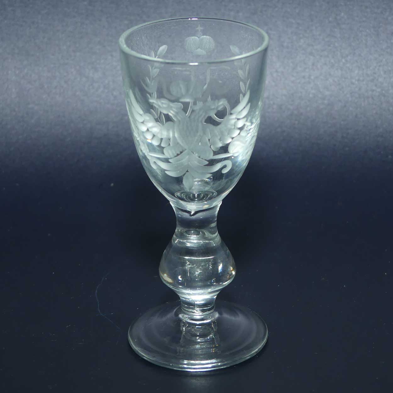 Russian Imperial Double Eagle Wheel Cut decorated liqueur glass | Nicholas II