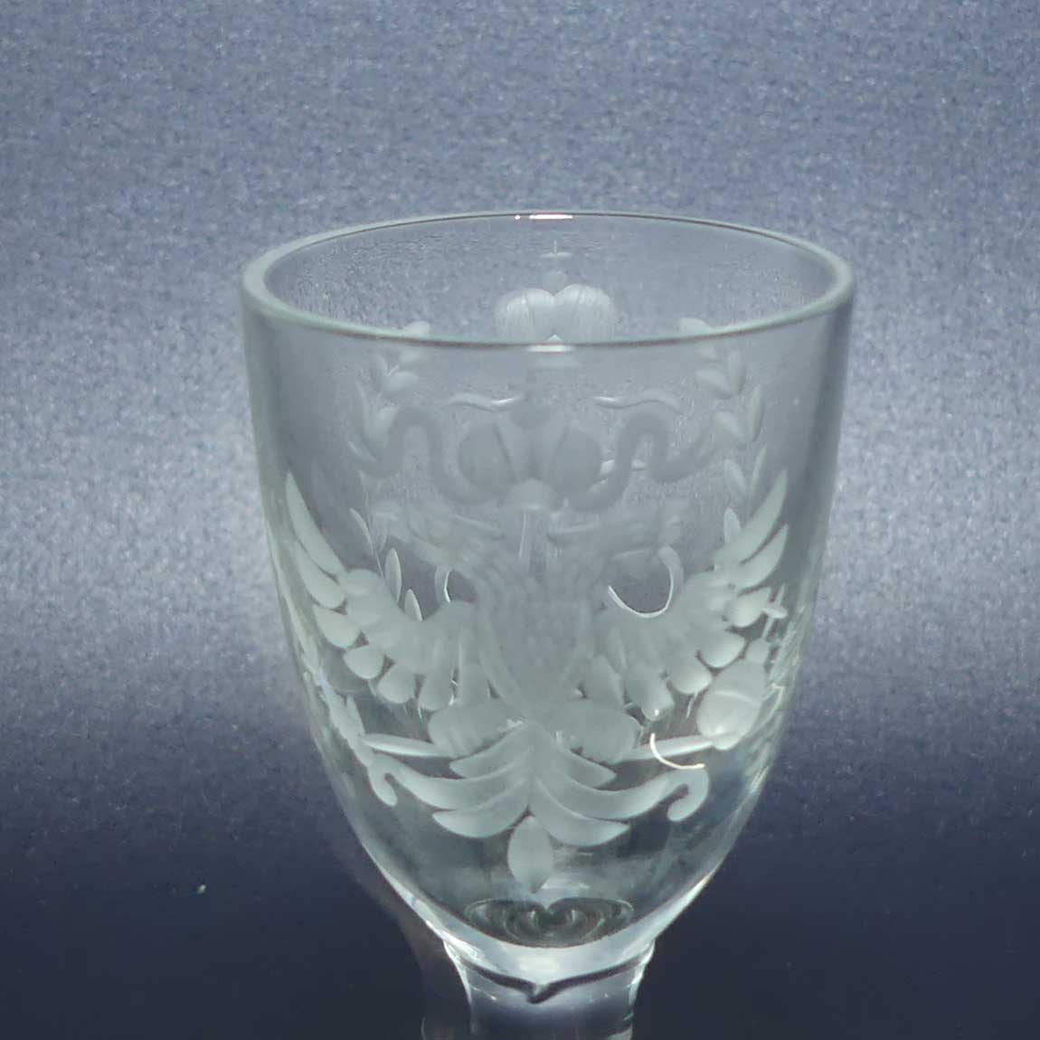 Russian Imperial Double Eagle Wheel Cut decorated liqueur glass | Nicholas II