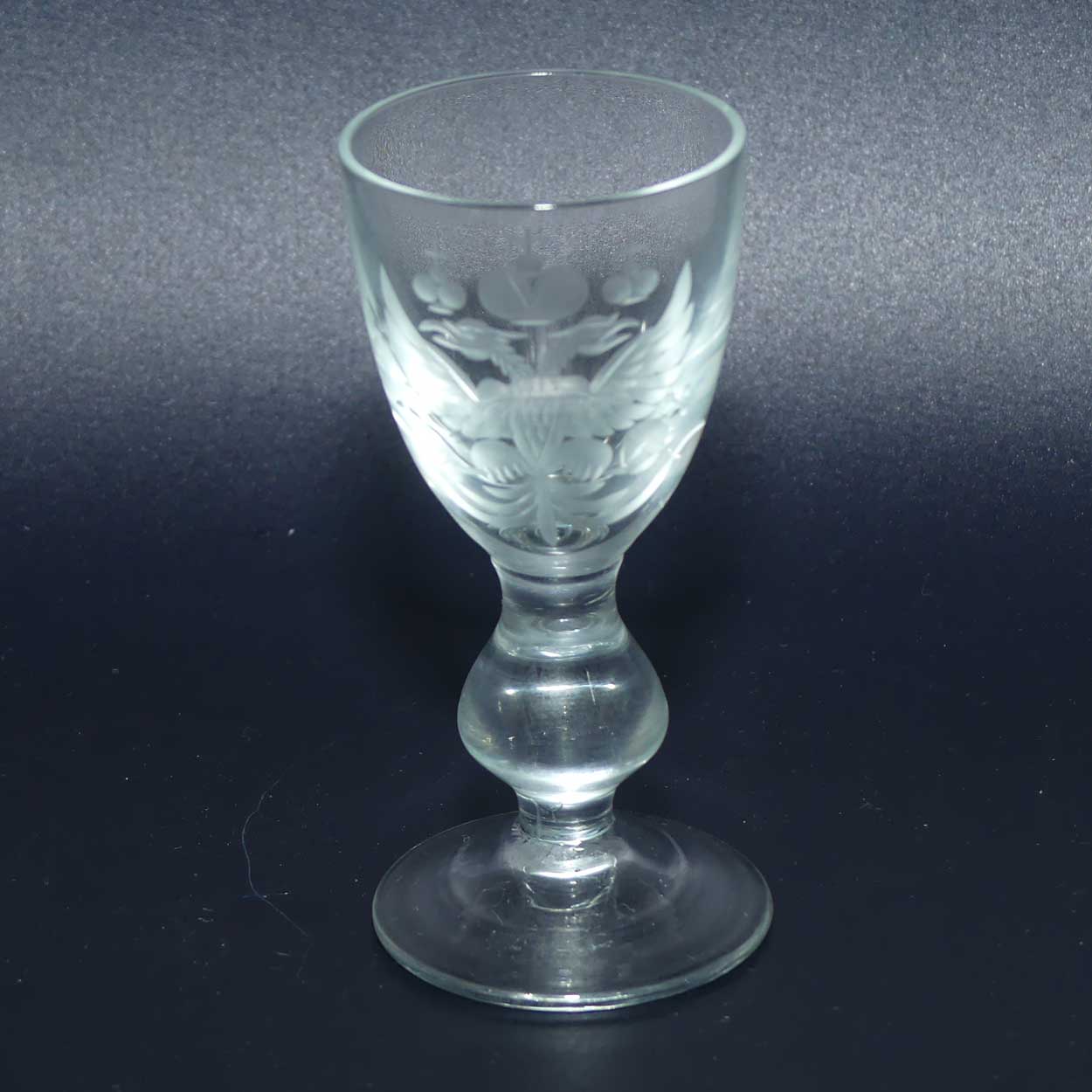 Russian Imperial Double Eagle Wheel Cut decorated liqueur glass