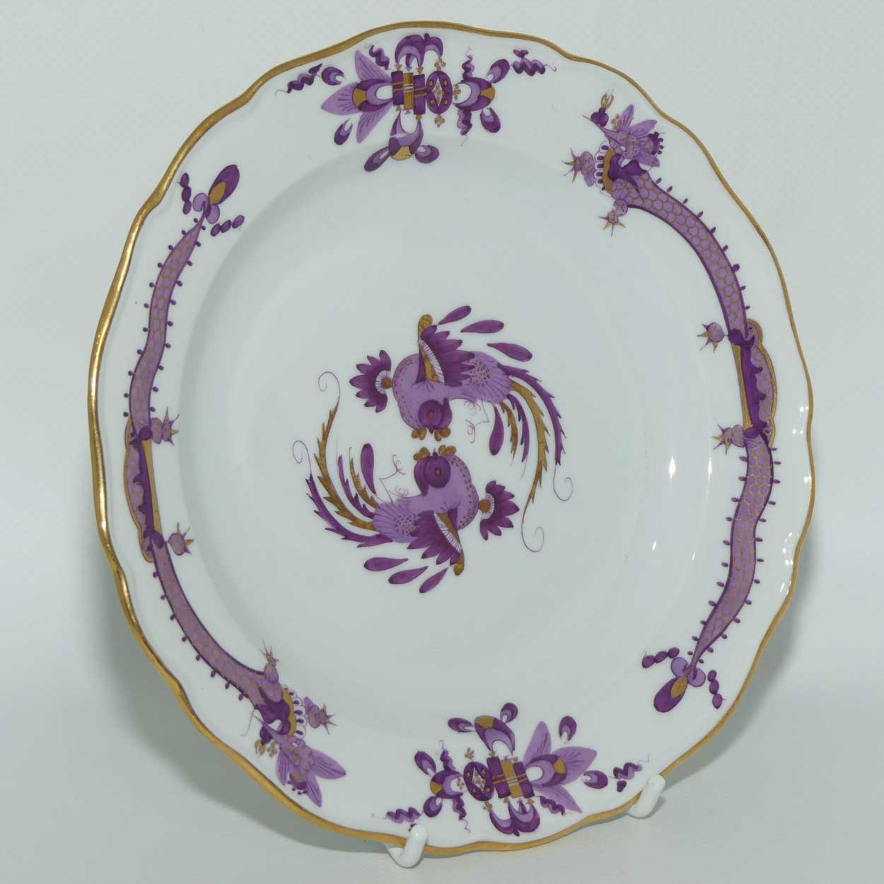 Meissen Purple Dragon tea trio trimmed with gilt