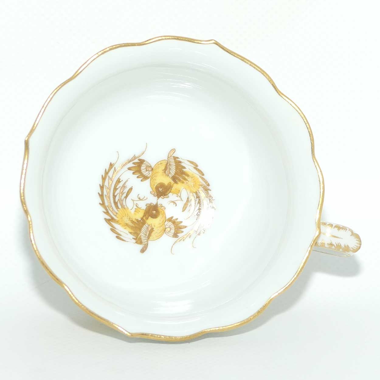 Meissen Yellow Dragon tea trio trimmed with gilt