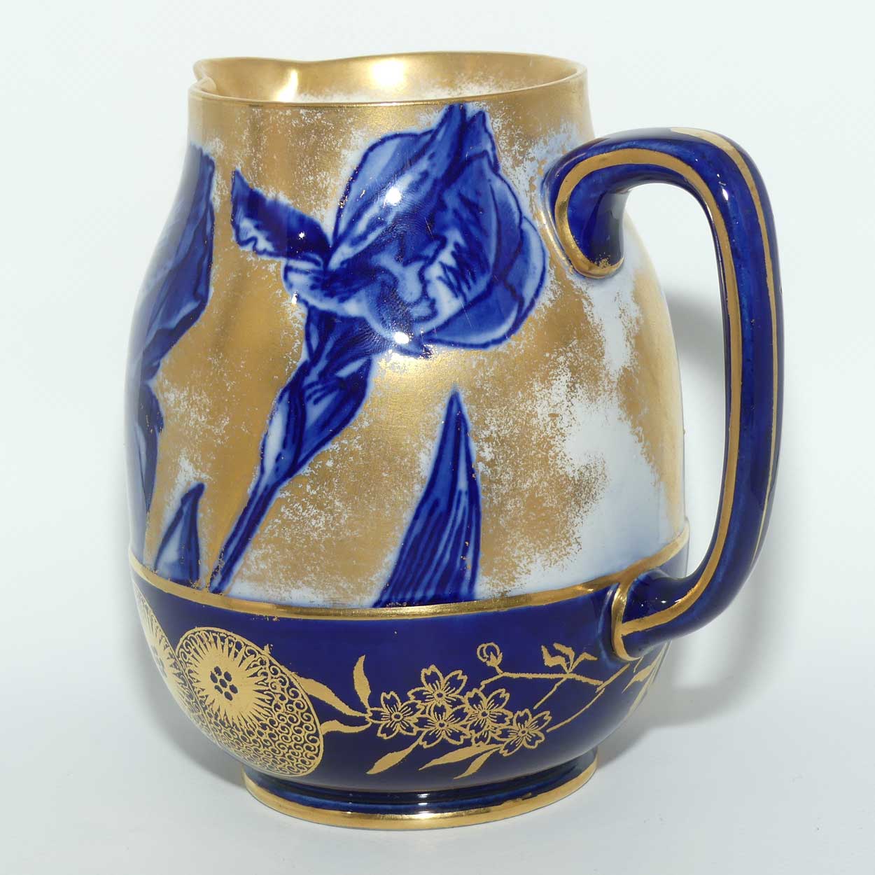 Royal Doulton Blue Iris and Daffodil jug with gilt highlights | A1147