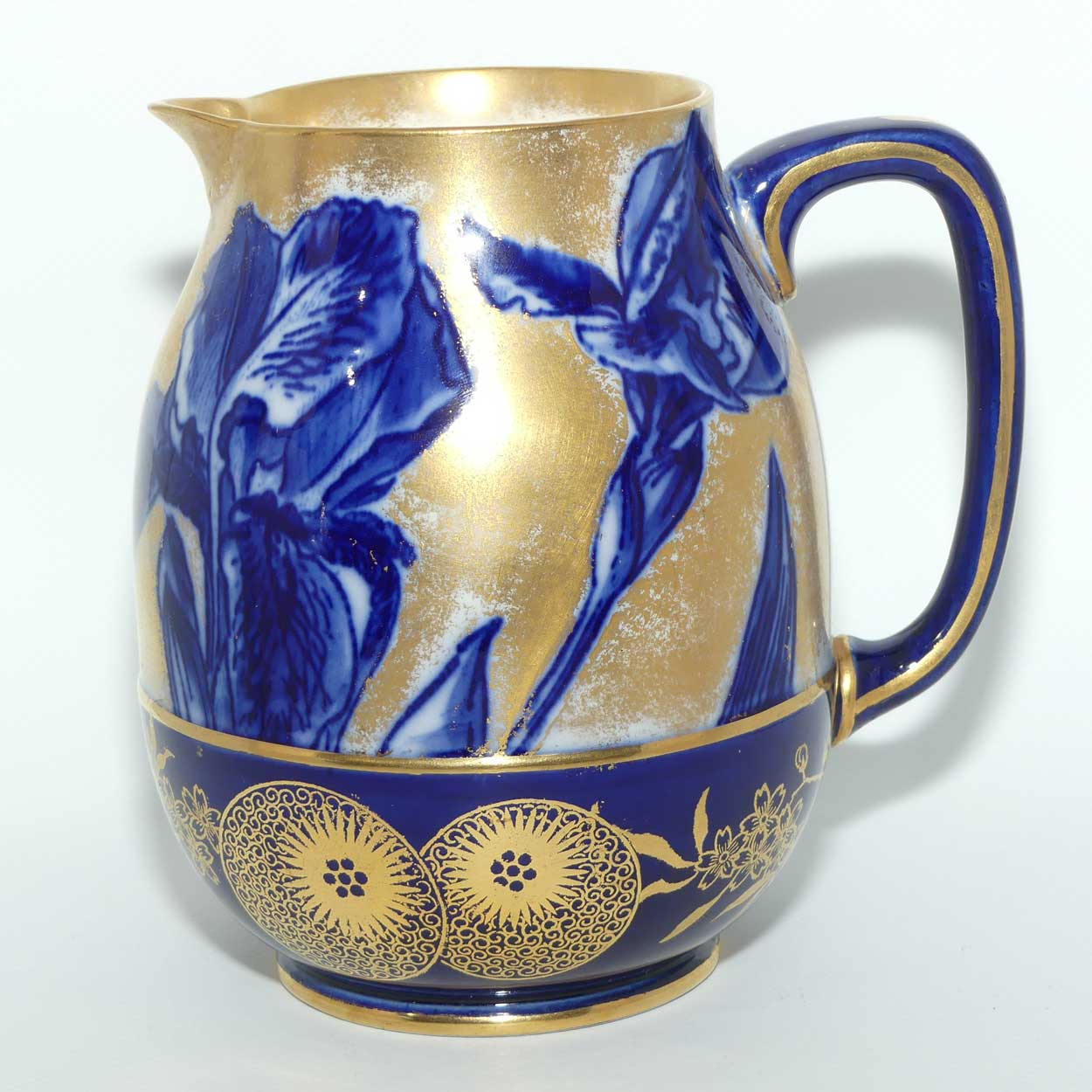 Royal Doulton Blue Iris and Daffodil jug with gilt highlights | A1147