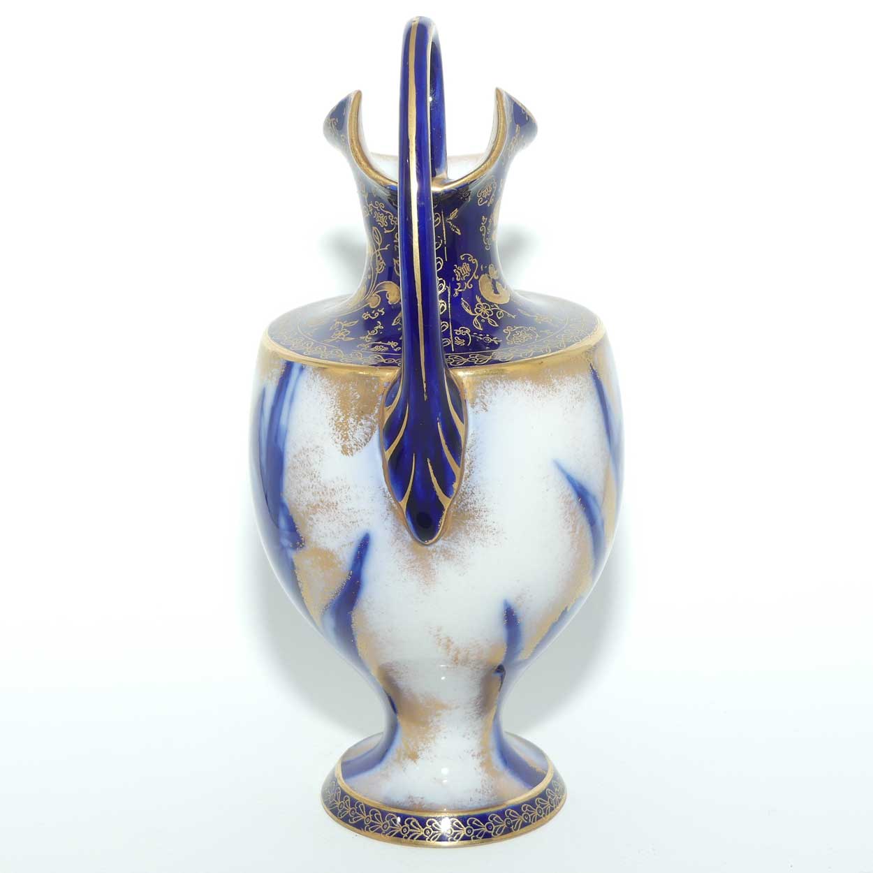 Doulton Burslem Blue Iris and Daffodil loop handle jug with gilt highlights