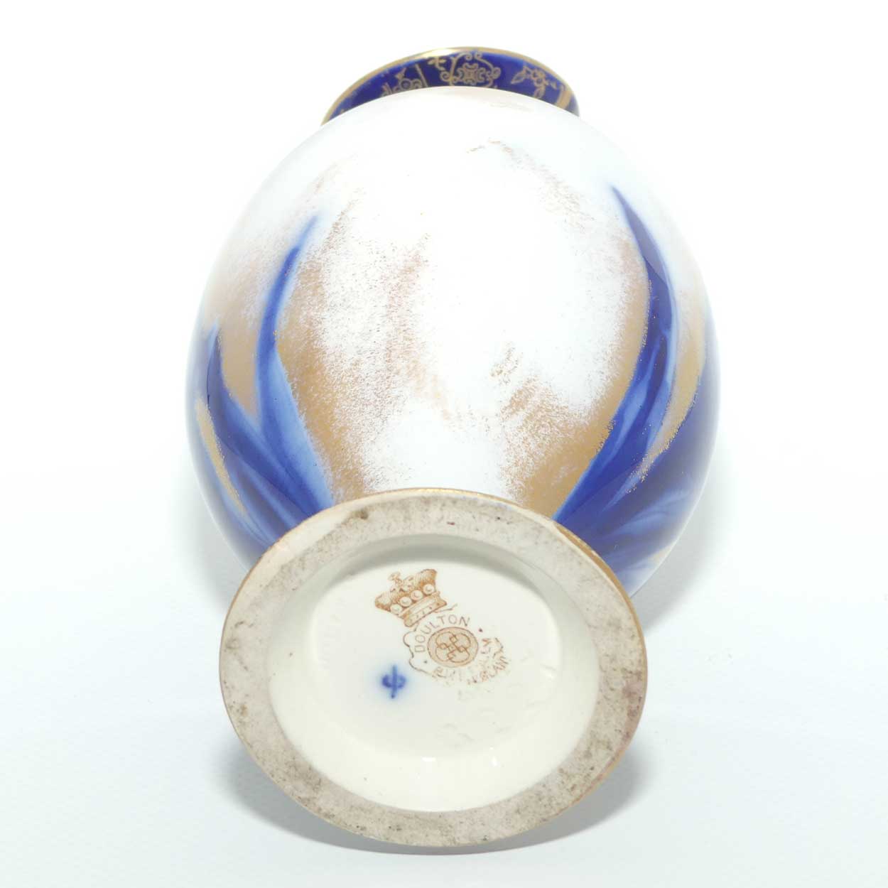 Doulton Burslem Blue Iris and Daffodil loop handle jug with gilt highlights