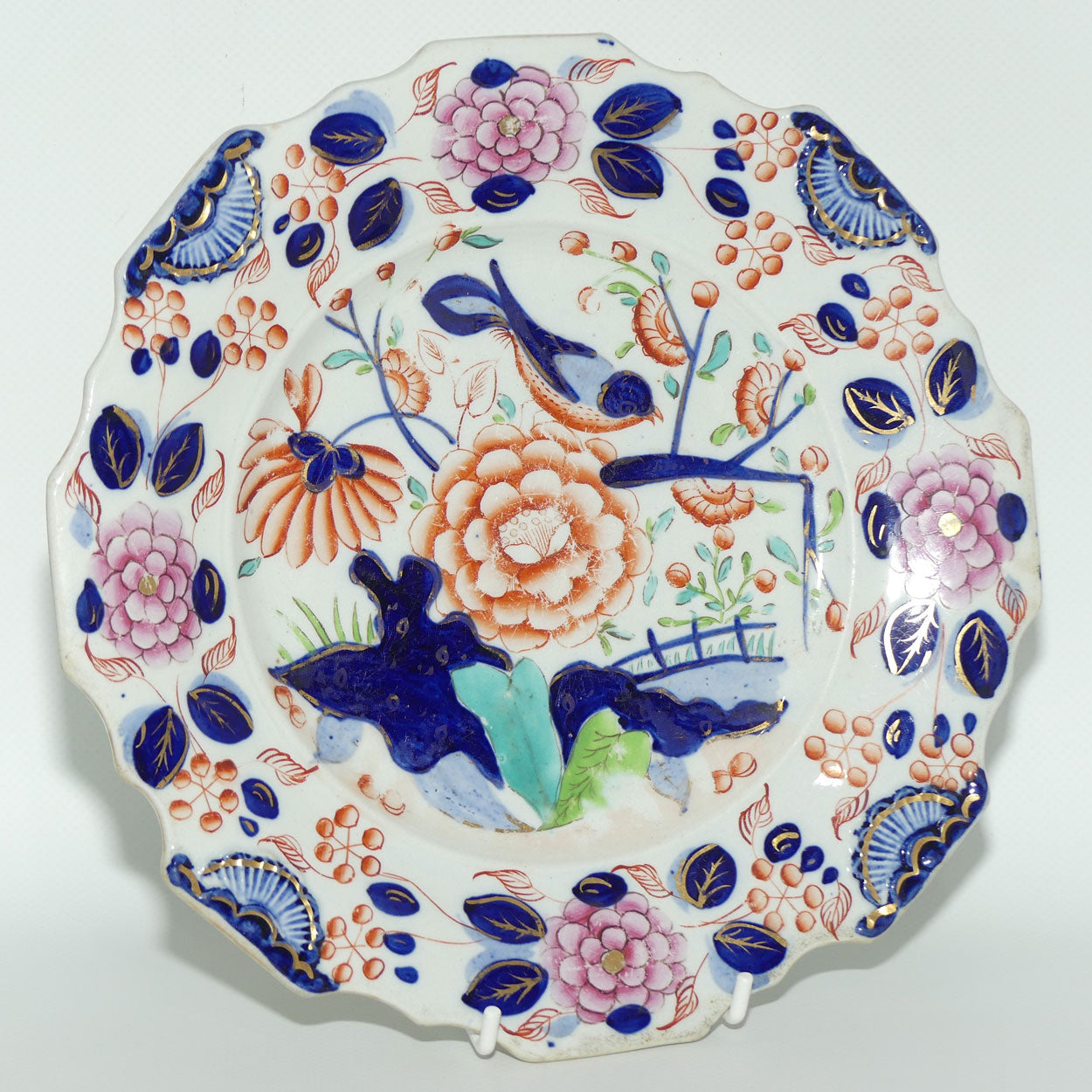 Antique Blue and Red Ironstone plate c.1860