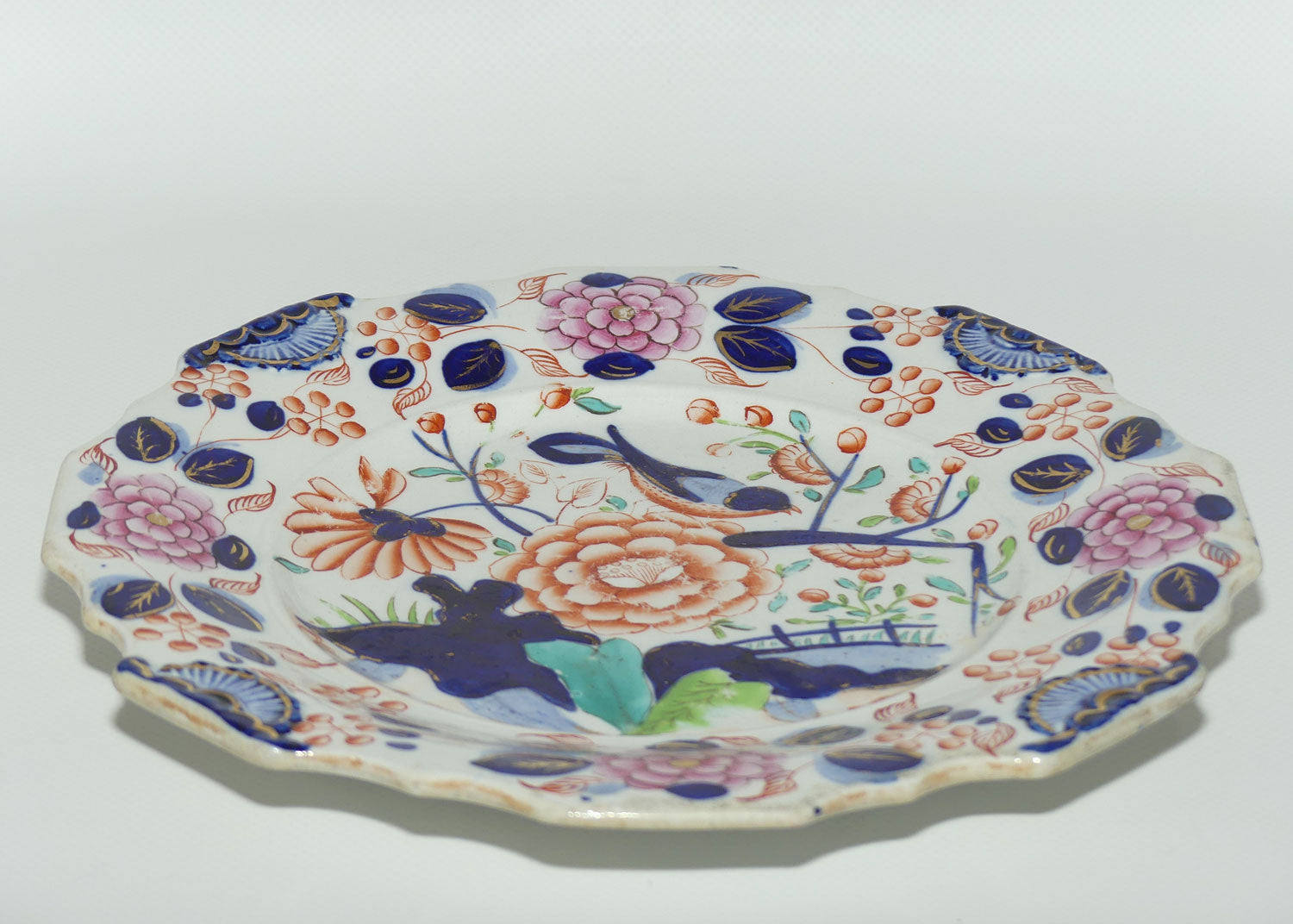 Antique Blue and Red Ironstone plate c.1860