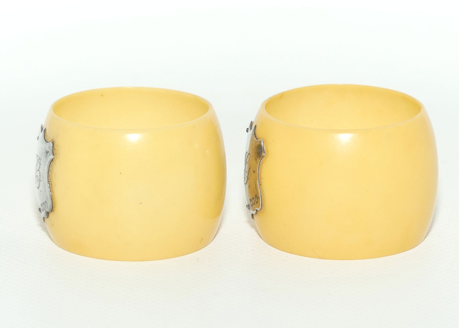 Pair of Xylonite Celluloid Ivorine Napkin Rings | Bride and Groom | London 1901