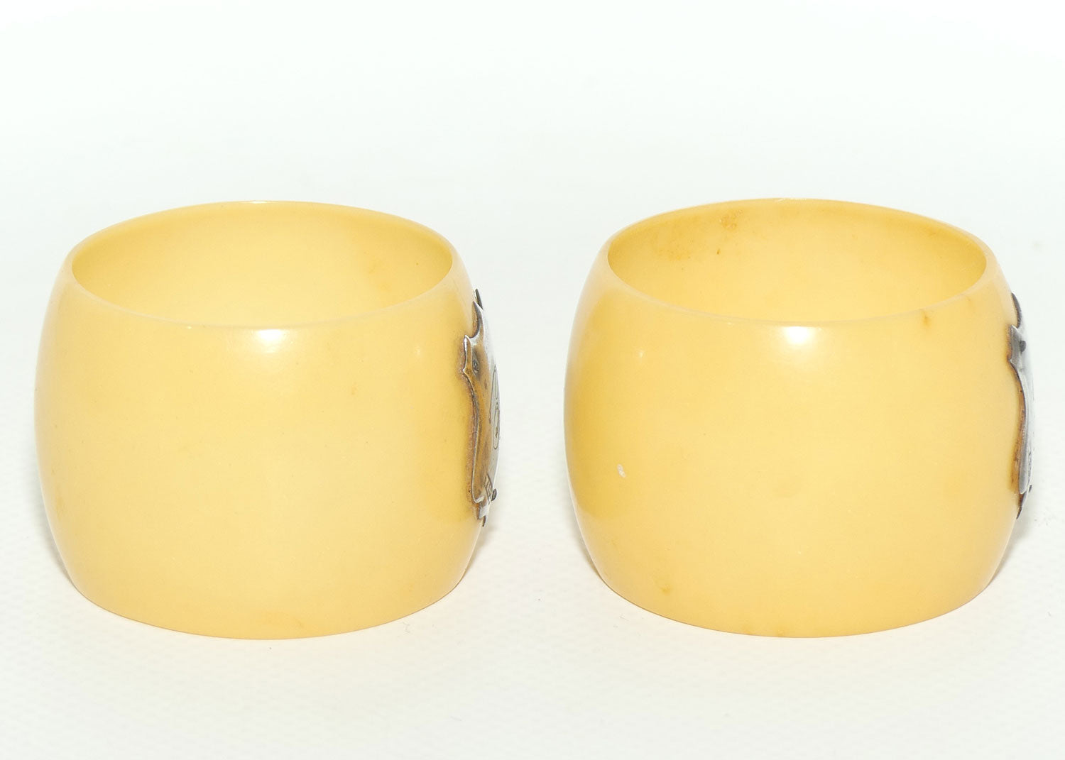 Pair of Xylonite Celluloid Ivorine Napkin Rings | Bride and Groom | London 1901