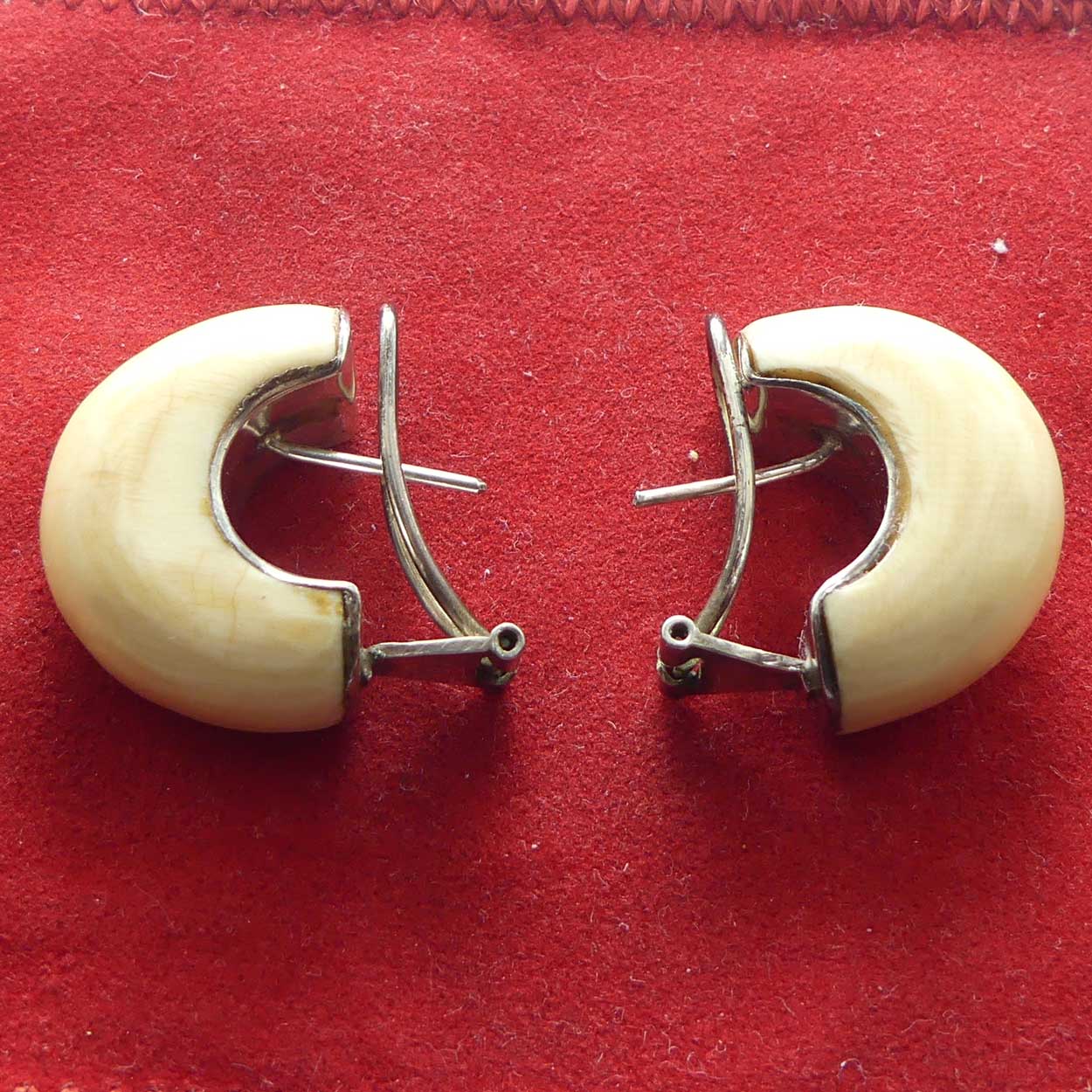 Handmade Ivory Half Cuff and Silver Pierced earrings