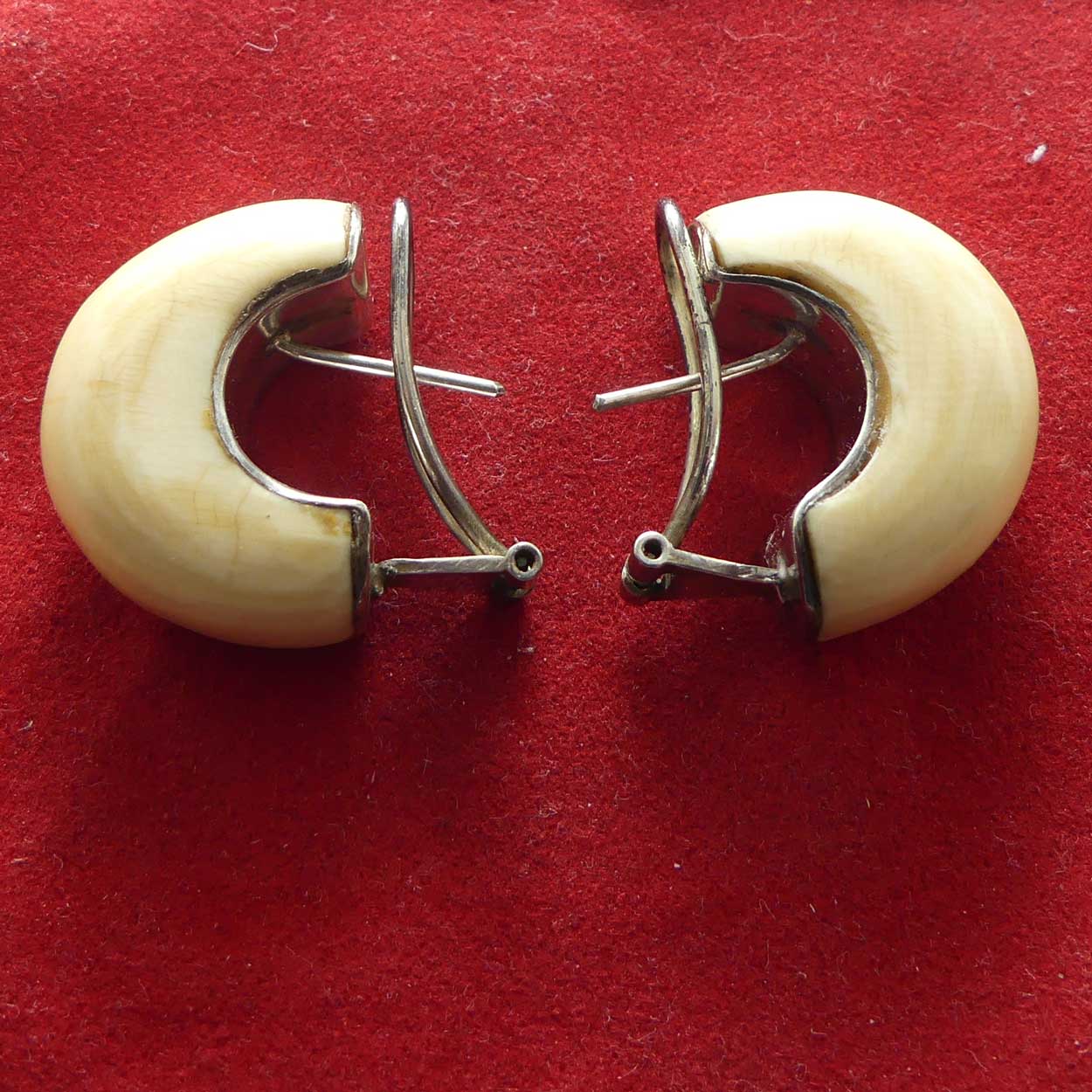 Handmade Ivory Half Cuff and Silver Pierced earrings
