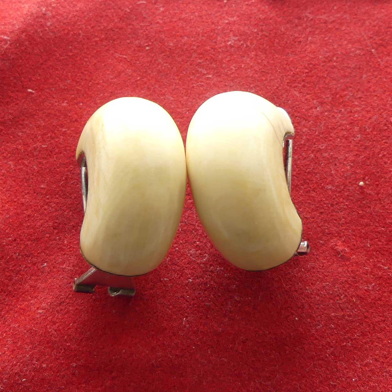 Handmade Ivory Half Cuff and Silver Pierced earrings