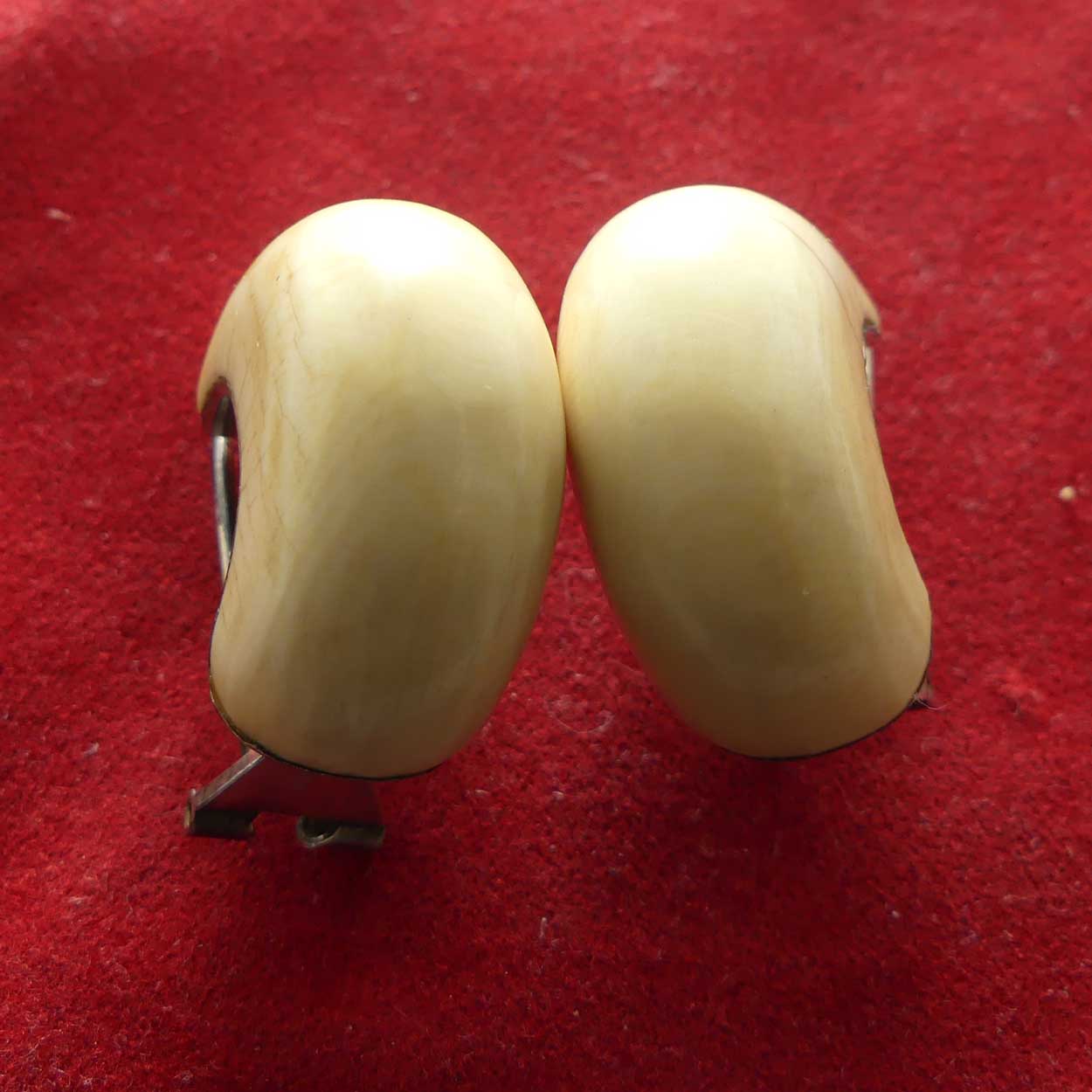Handmade Ivory Half Cuff and Silver Pierced earrings