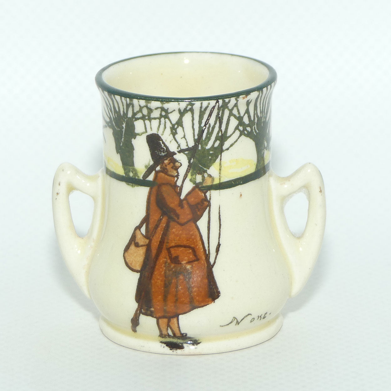 Royal Doulton Izaak Walton Gallant Fishers twin handle miniature vase