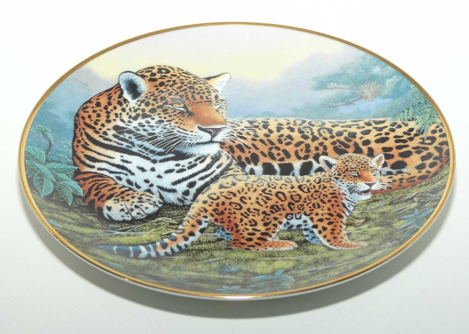 Franklin Mint | National Wildlife plate by Michael Matherly | Jaguar and Cubs