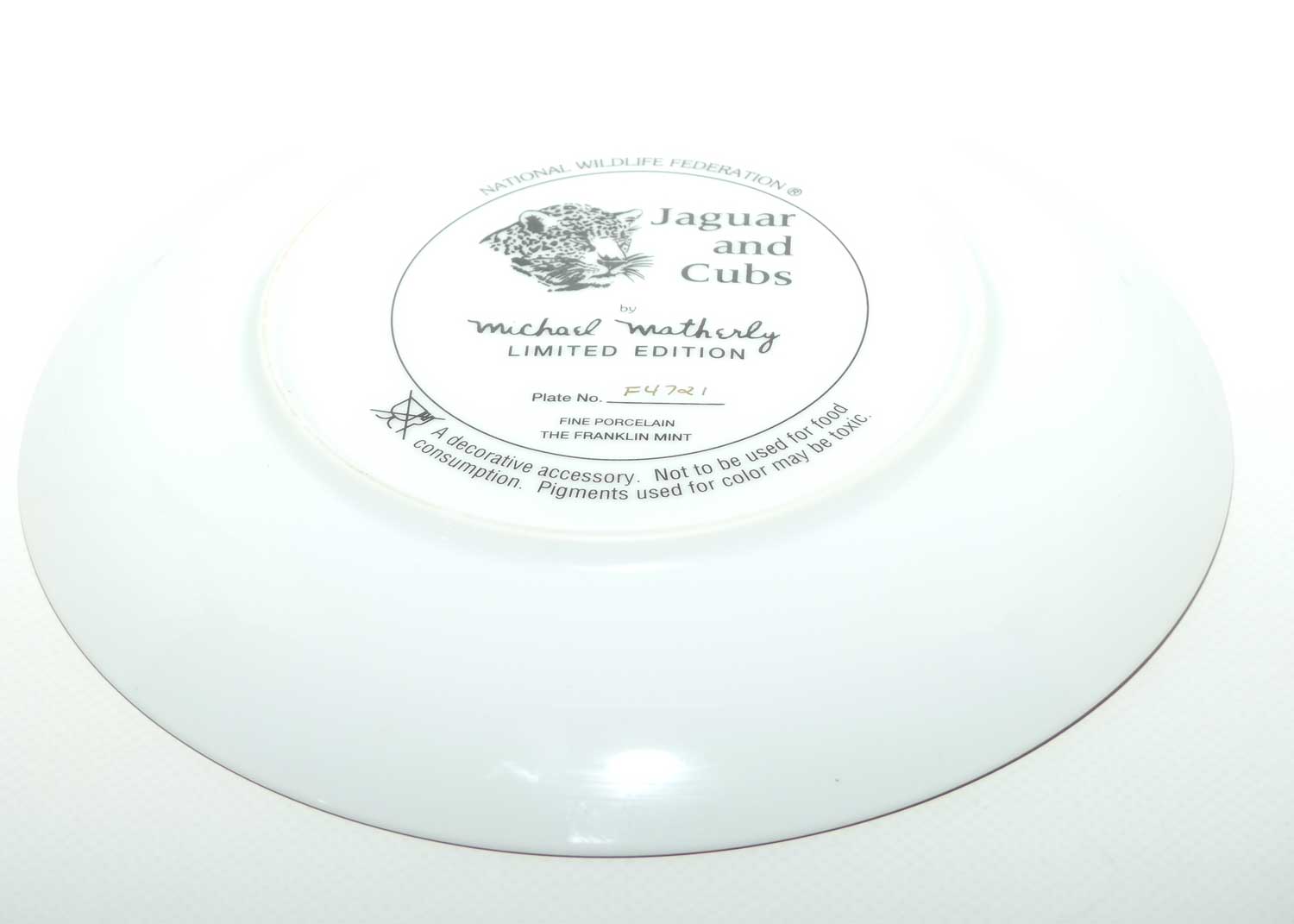 Franklin Mint | National Wildlife plate by Michael Matherly | Jaguar and Cubs