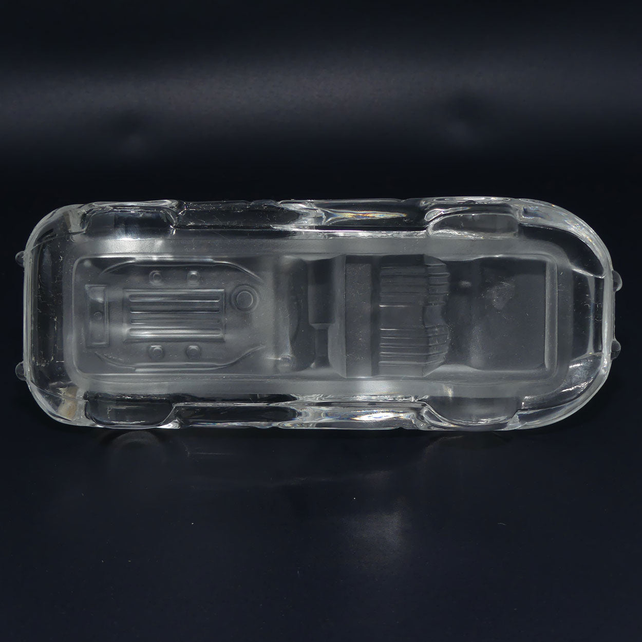 Acid Etched Glass figural paperweight on stand | Jaguar E type