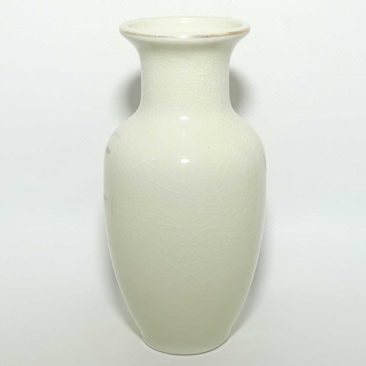 Japanese Pottery vase decorated with Iris Flowers and Kawasemi Kingfisher