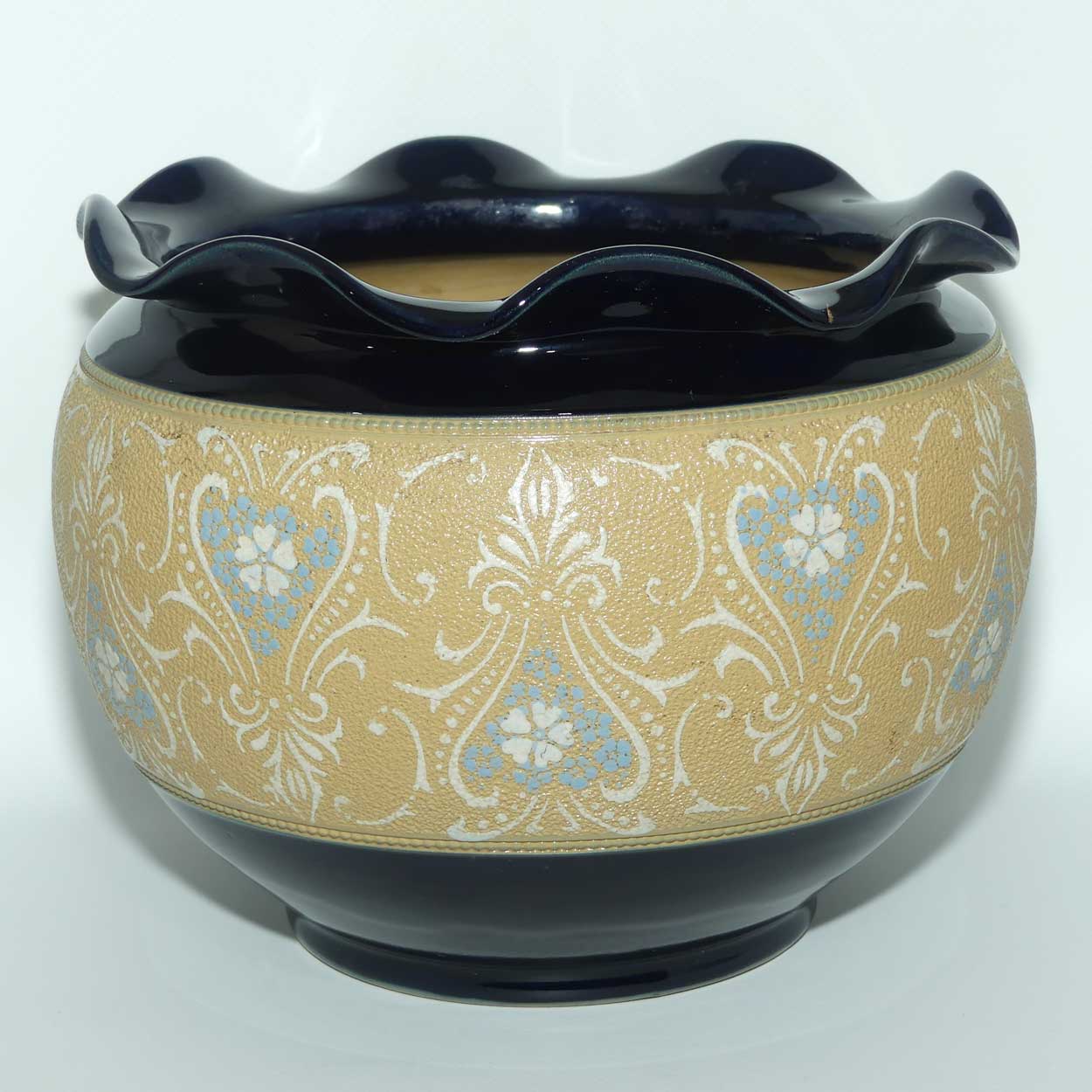 Langley Ware England Stoneware fluted rim jardiniere | Slaters Patent style