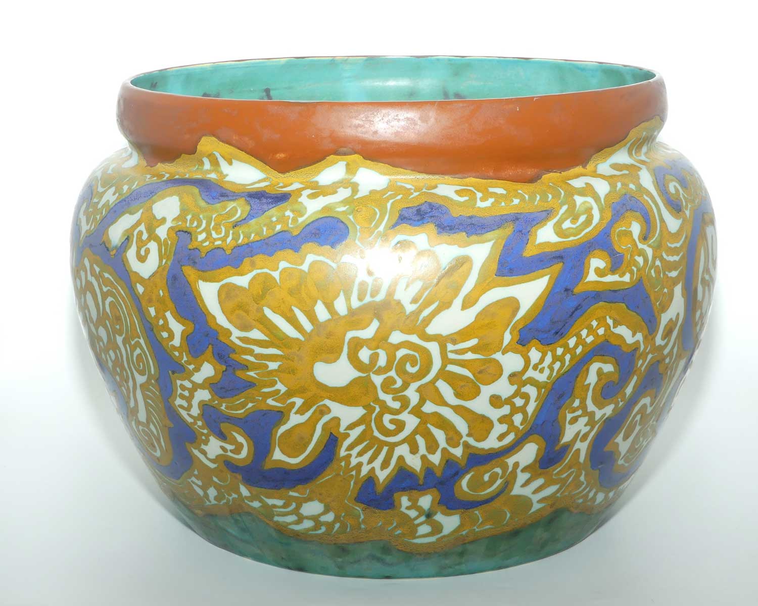 Gouda Zuid Holland very large Jugendstil jardiniere signed Henri Breetvelt