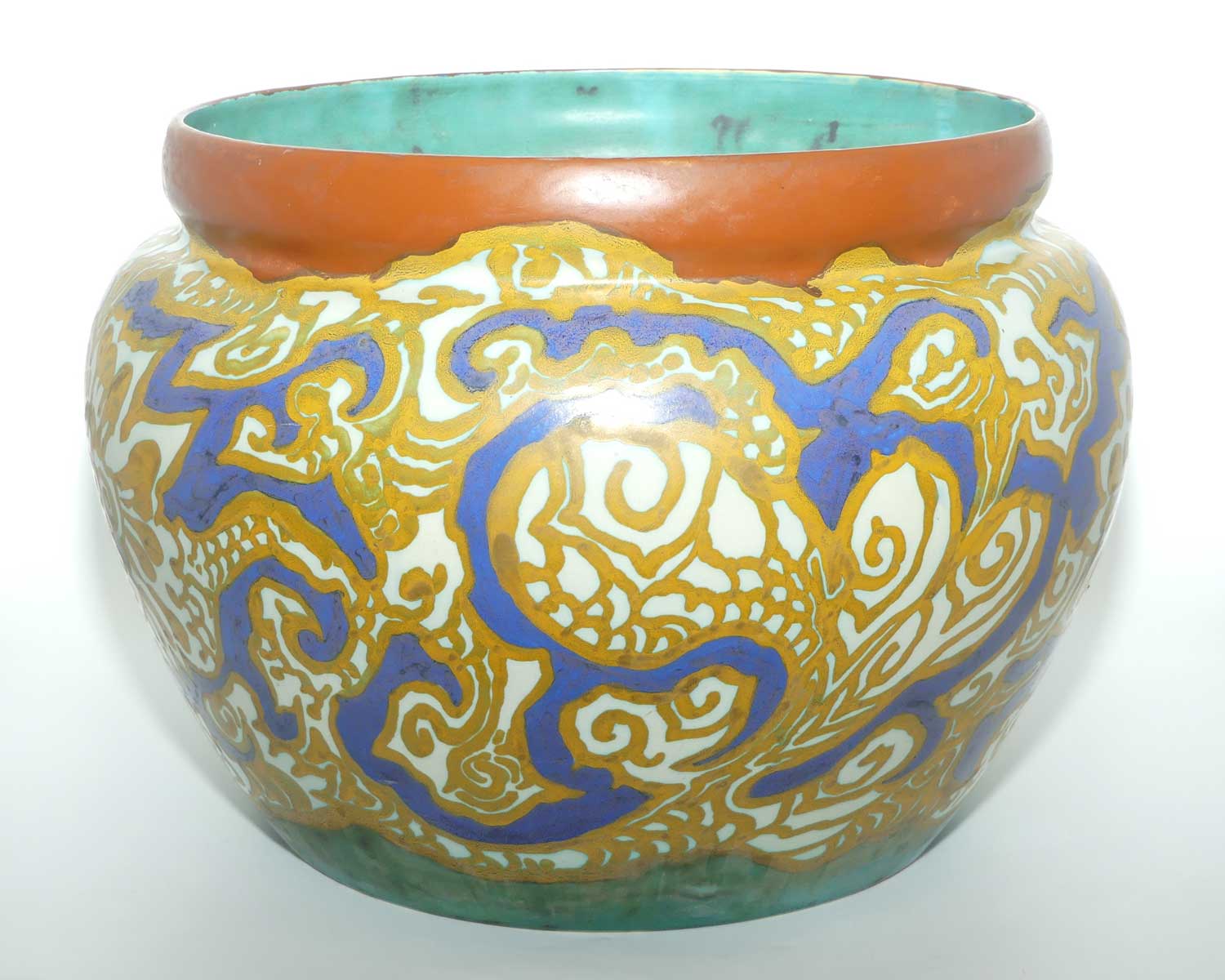 Gouda Zuid Holland very large Jugendstil jardiniere signed Henri Breetvelt