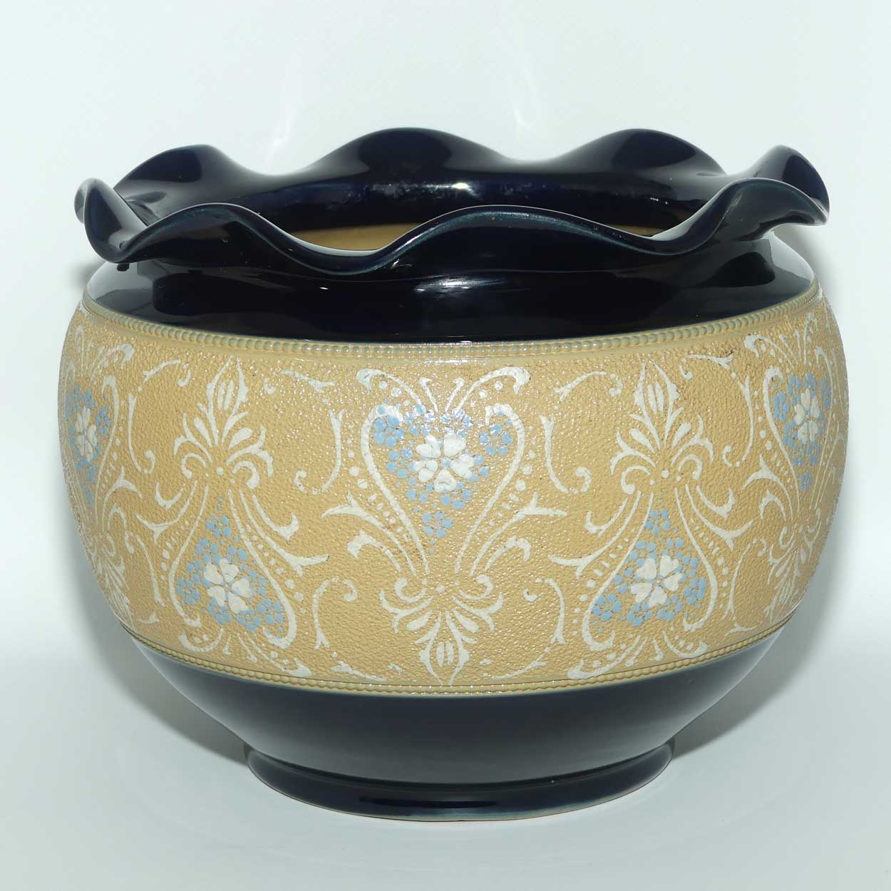 Langley Ware England Stoneware fluted rim jardiniere | Slaters Patent style