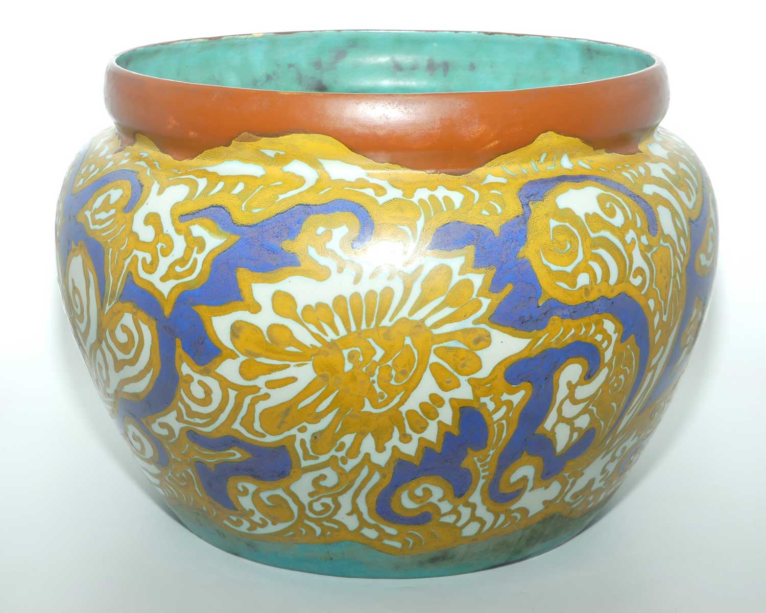 Gouda Zuid Holland very large Jugendstil jardiniere signed Henri Breetvelt