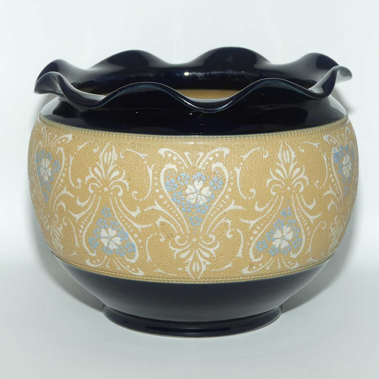 Langley Ware England Stoneware fluted rim jardiniere | Slaters Patent style